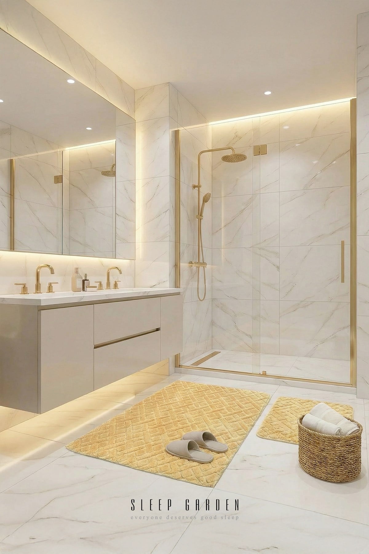 Sleep Garden Calma Banyo Paspas Seti Kaydırmaz 60x100 cm + 50x60 cm Hardal Sleep Garden