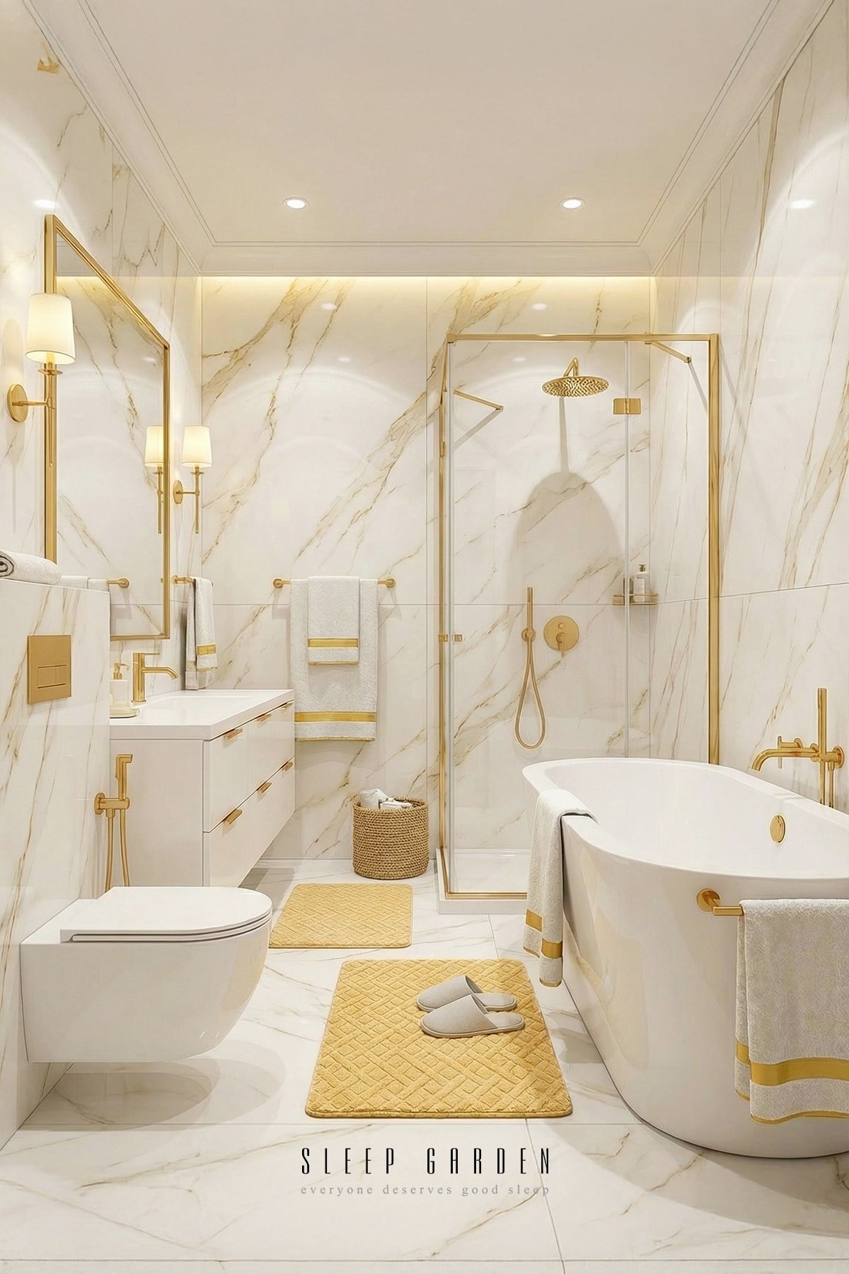 Sleep Garden Calma Banyo Paspas Seti Kaydırmaz 60x100 cm + 50x60 cm Hardal Sleep Garden