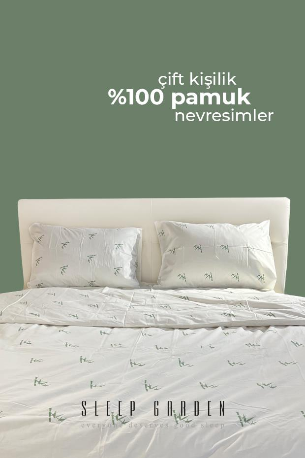 SLEEP GARDEN ÇİFT KİŞİLİK DESENLİ %100 PAMUK NEVRESİM TAKIMISleep Garden