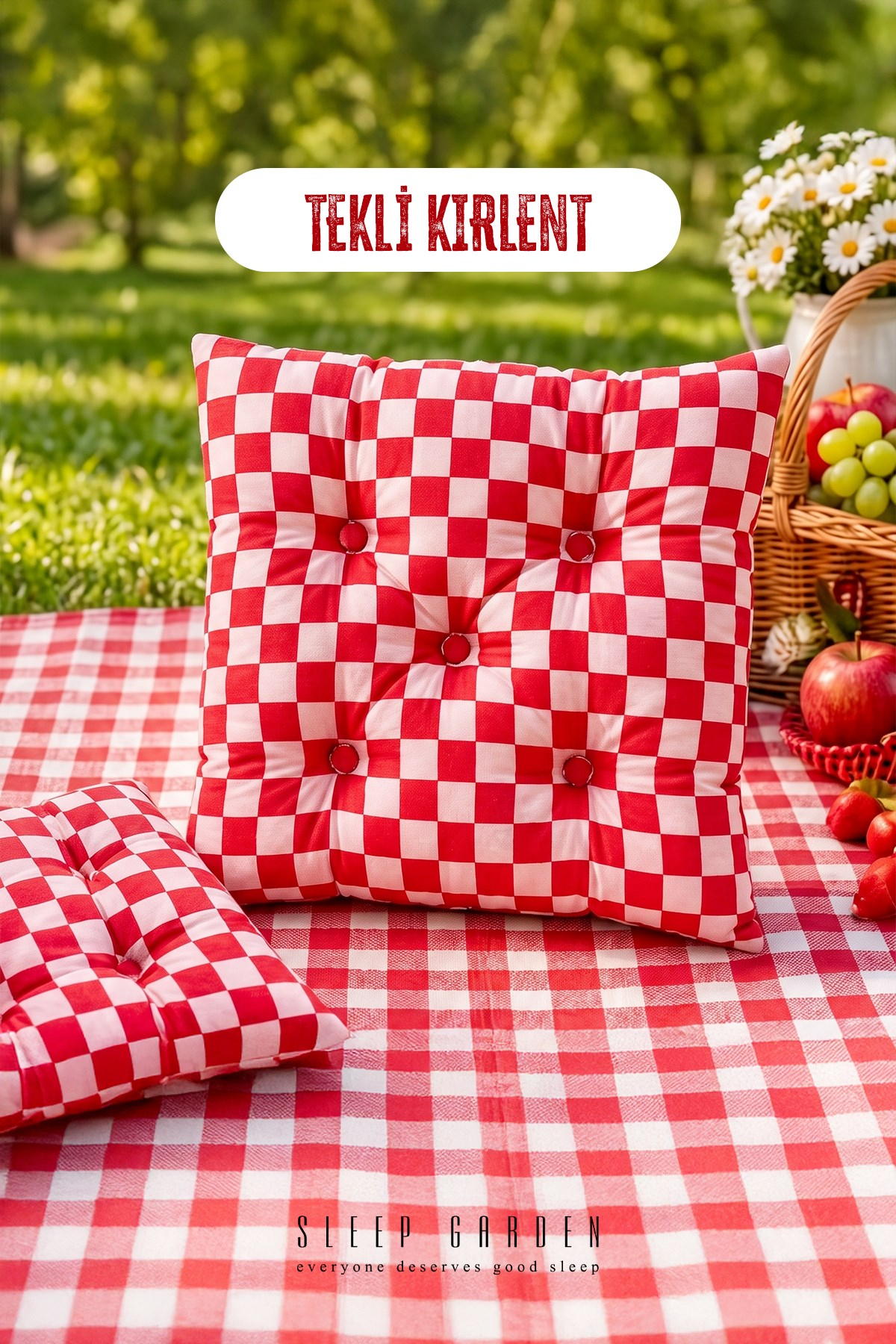 Sleep Garden Çok Amaçlı Kırlent Pofuduk Minder Pötikareli 45x45 Sleep Garden