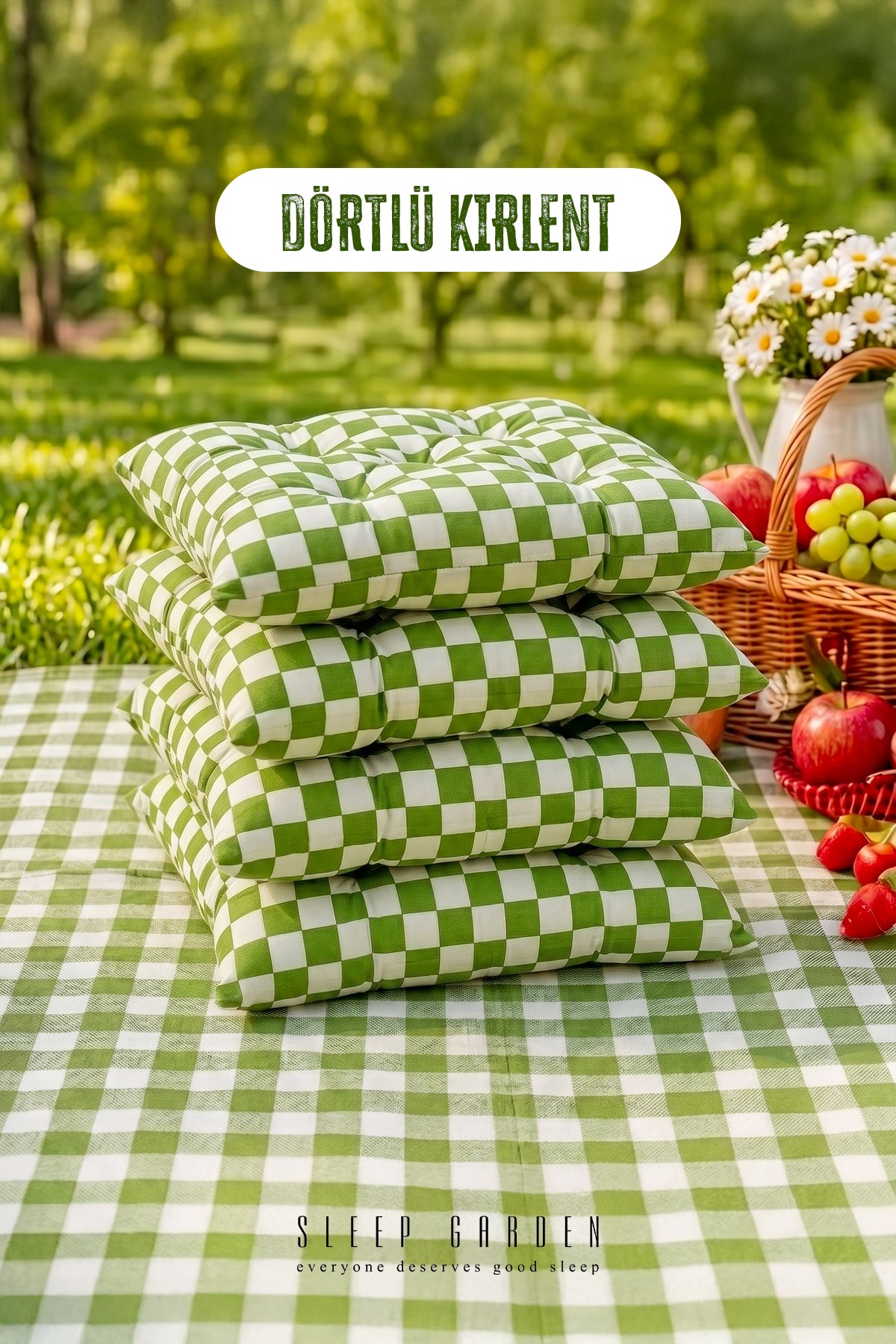 Sleep Garden Çok Amaçlı Kırlent Pofuduk Minder Pötikareli 45x45 Yeşil 4 AdetSleep Garden Çok Amaçlı Kırlent Pofuduk Minder Pötikareli 45x45 Yeşil 4 AdetSleep Garden