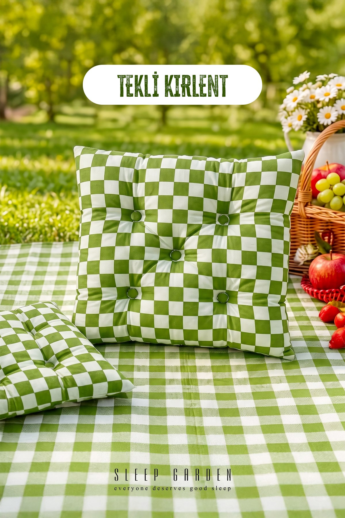 Sleep Garden Çok Amaçlı Kırlent Pofuduk Minder Pötikareli 45x45 YeşilSleep Garden Çok Amaçlı Kırlent Pofuduk Minder Pötikareli 45x45 YeşilSleep Garden