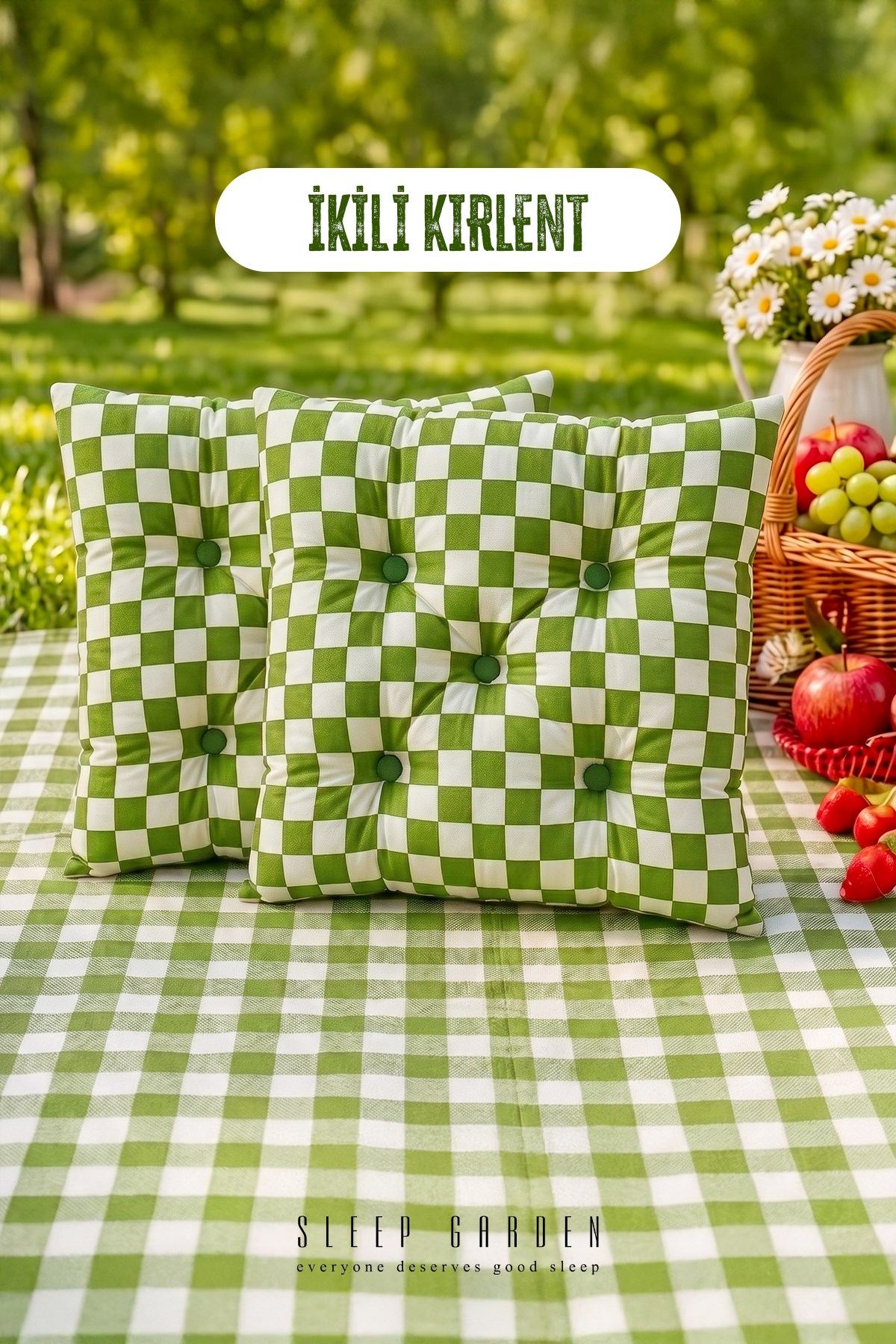 Sleep Garden Çok Amaçlı Kırlent Pofuduk Minder Pötikareli 45x45 Yeşil 2 AdetSleep Garden Çok Amaçlı Kırlent Pofuduk Minder Pötikareli 45x45 Yeşil 2 AdetSleep Garden