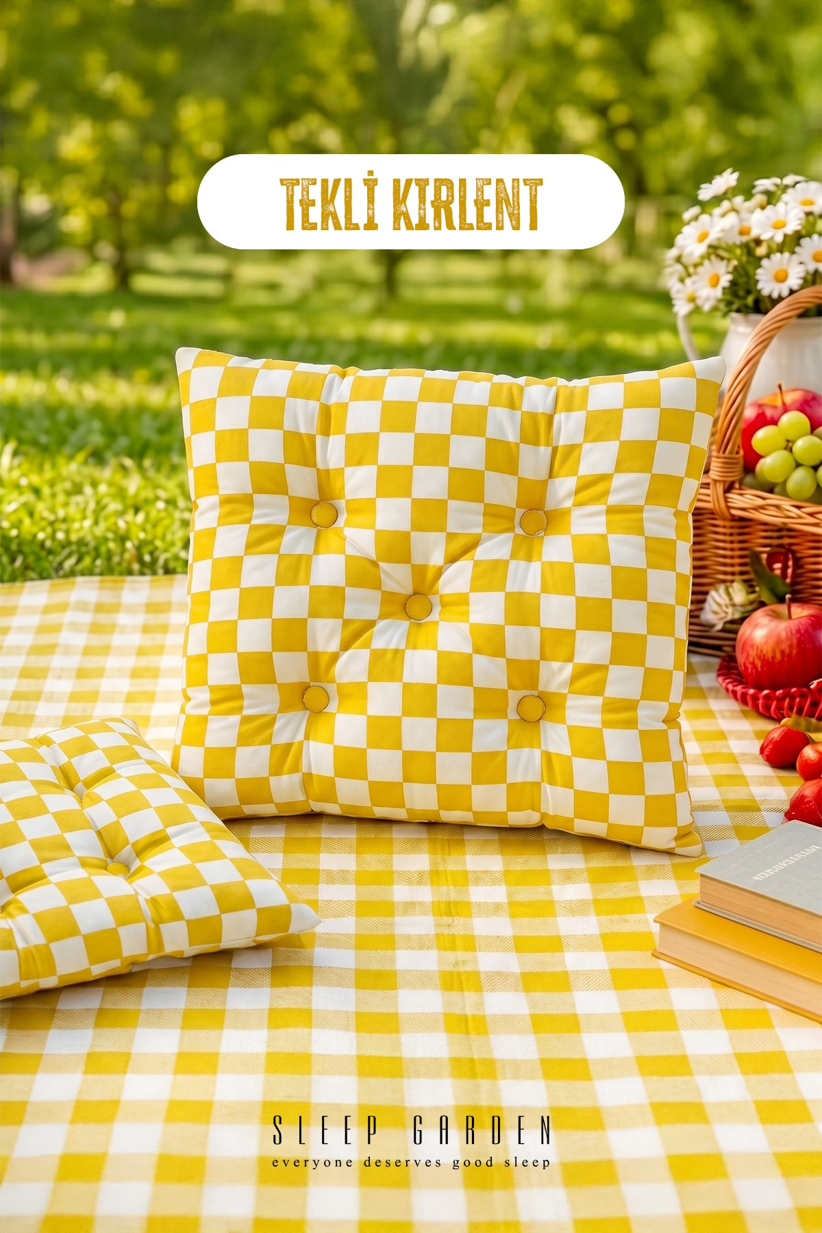 Sleep Garden Çok Amaçlı Kırlent Pofuduk Minder Pötikareli 45x45 SarıSleep Garden Çok Amaçlı Kırlent Pofuduk Minder Pötikareli 45x45 SarıSleep Garden