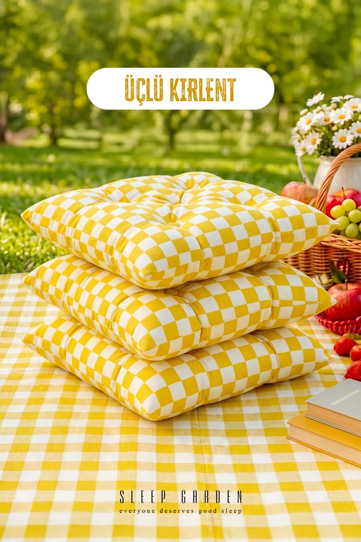 Sleep Garden Çok Amaçlı Kırlent Pofuduk Minder Pötikareli 45x45 Sarı 3 AdetSleep Garden Çok Amaçlı Kırlent Pofuduk Minder Pötikareli 45x45 Sarı 3 AdetSleep Garden