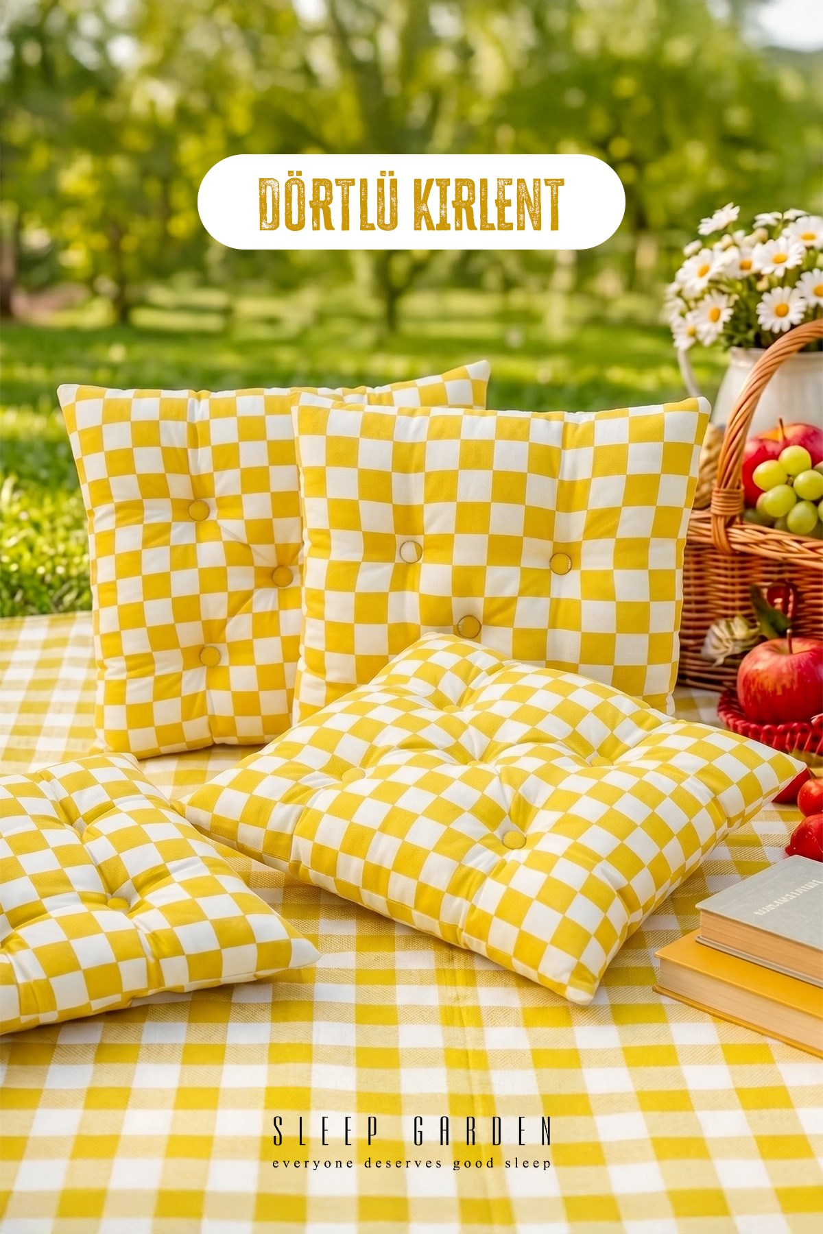 Sleep Garden Çok Amaçlı Kırlent Pofuduk Minder Pötikareli 45x45 Sarı 4 AdetSleep Garden Çok Amaçlı Kırlent Pofuduk Minder Pötikareli 45x45 Sarı 4 AdetSleep Garden