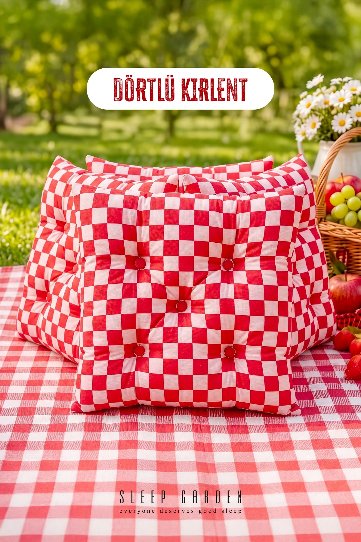 Sleep Garden Çok Amaçlı Kırlent Pofuduk Minder Pötikareli 45x45 4'lüSleep Garden Çok Amaçlı Kırlent Pofuduk Minder Pötikareli 45x45 4'lüSleep Garden