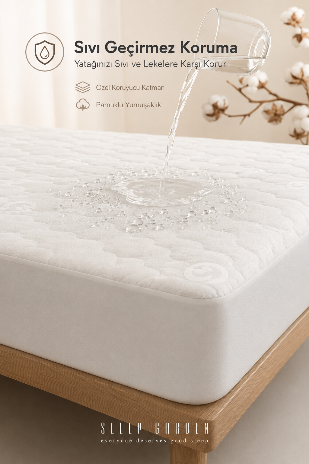Sleep Garden Coton Luxe %100 Pamuk Üst Kumaş Pamuk Dolgulu Kapitoneli Kalın Full Kenar Sıvı Geçirmez AlezSleep Garden Cotton Luxe Fitted Sıvı Geçirmez Alez Tela Çantalı | Uyku konforunuzu arttıran pamuklu luxe alezler - Sleep Garden. Kaliteli ve dayanıklı malzemelerle üretilmiş çantalı alezler için hemen tıklayın.Sleep Garden