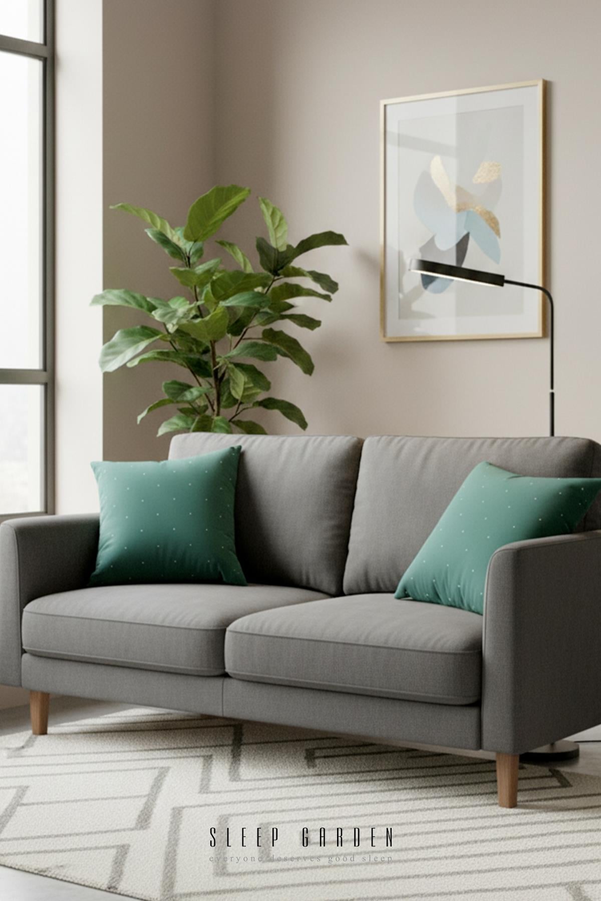Sleep Garden Erguvan Serisi Kadife Yeşil Taşlı Dekoratif Kırlent 45x45 2'liSleep Garden Erguvan Serisi Kadife Yeşil Taşlı Dekoratif Kırlent 45x45 2'liSleep Garden