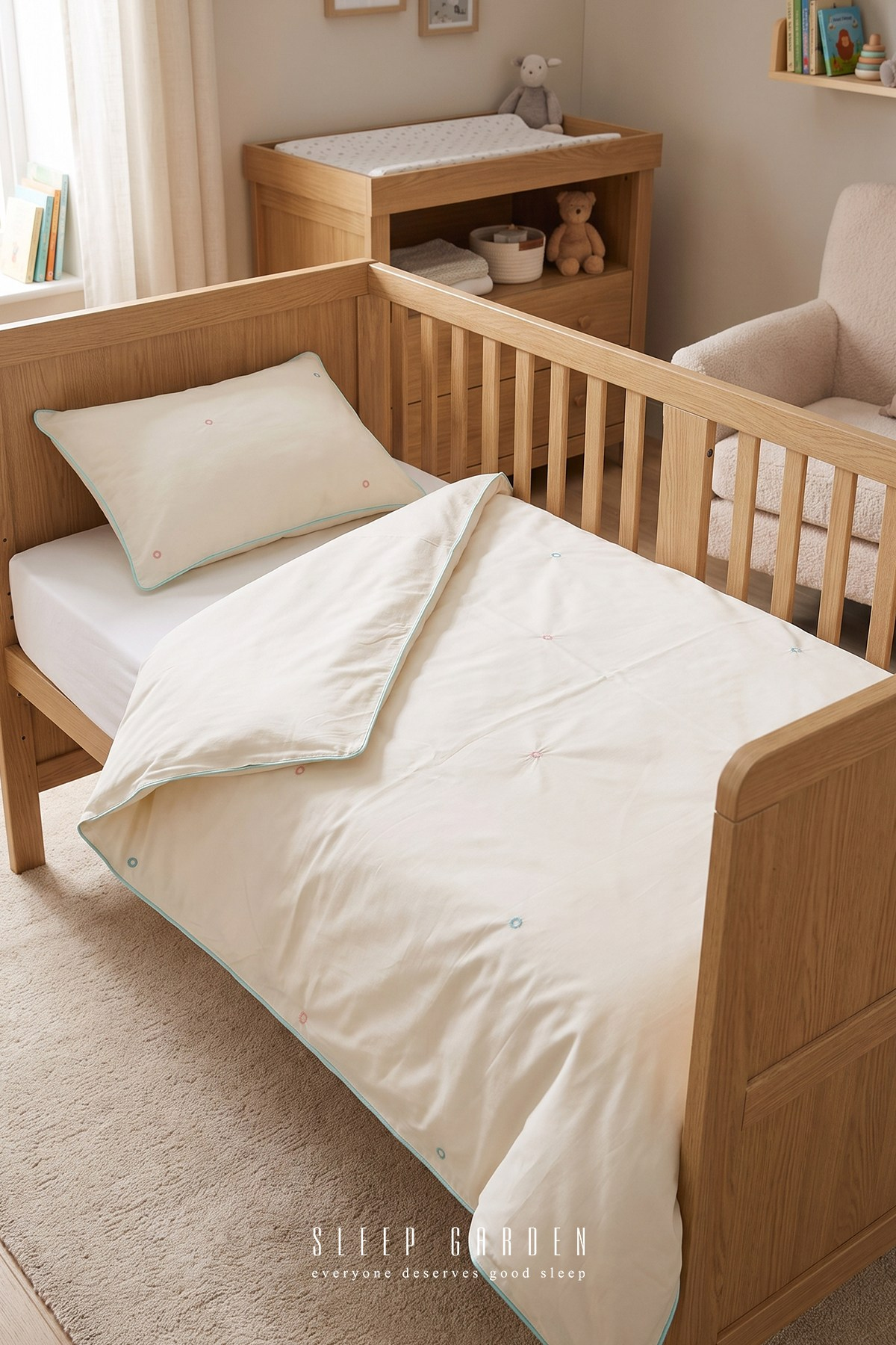 Sleep Garden Esen Bebek Nevresim Takımı Nakışlı %100 Pamuk Renkli HalkalıSleep Garden Esen Bebek Nevresim Takımı Nakışlı %100 Pamuk Renkli HalkalıSleep Garden