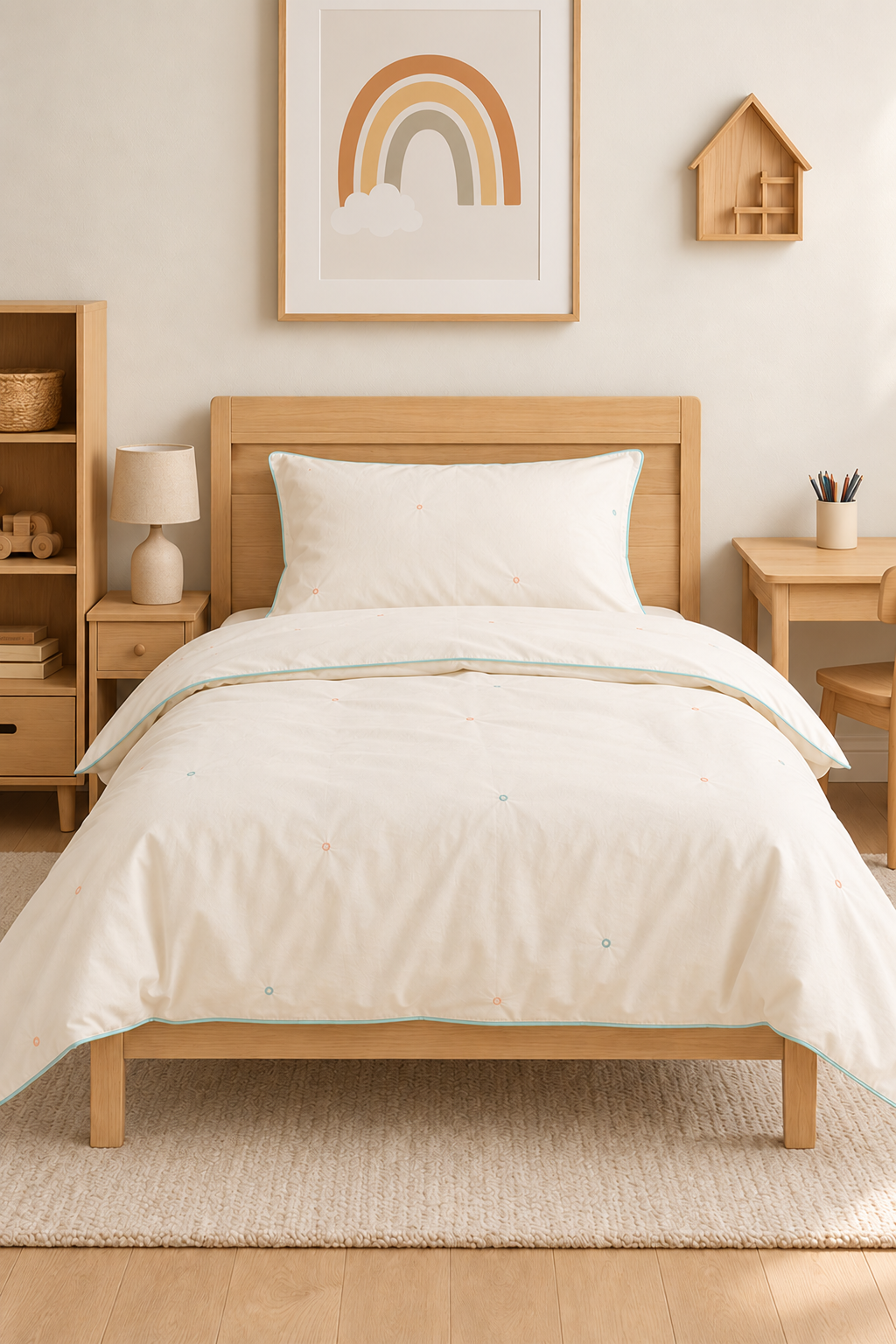 Sleep Garden Esen Bebek Nevresim Takımı Nakışlı %100 Pamuk Renkli HalkalıSleep Garden