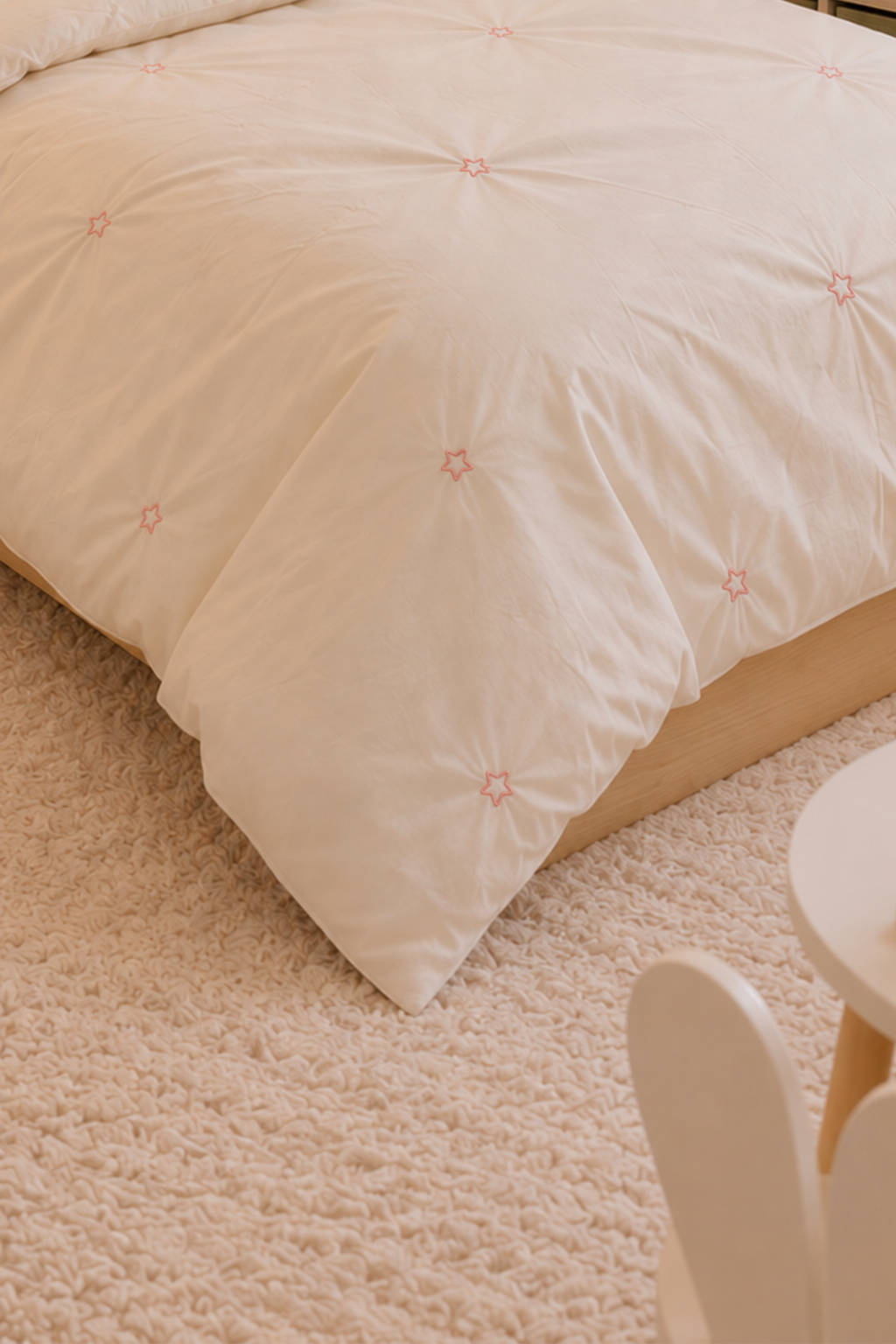 Sleep Garden Esen Bebek Nevresim Takımı Nakışlı %100 Pamuk Pembe Yıldız Desenli Sleep Garden