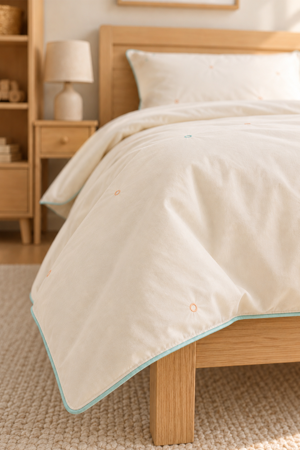 Sleep Garden Esen Bebek Nevresim Takımı Nakışlı %100 Pamuk Renkli HalkalıSleep Garden
