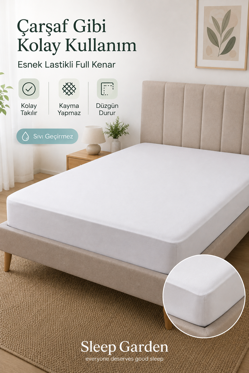 Sleep Garden Havlulu Yatak Alezi Fitted Sıvı Geçirmez Sleep Garden Pamuk Yatak Alezi Fitted Sıvı Geçirmez Çantalı Sleep Garden