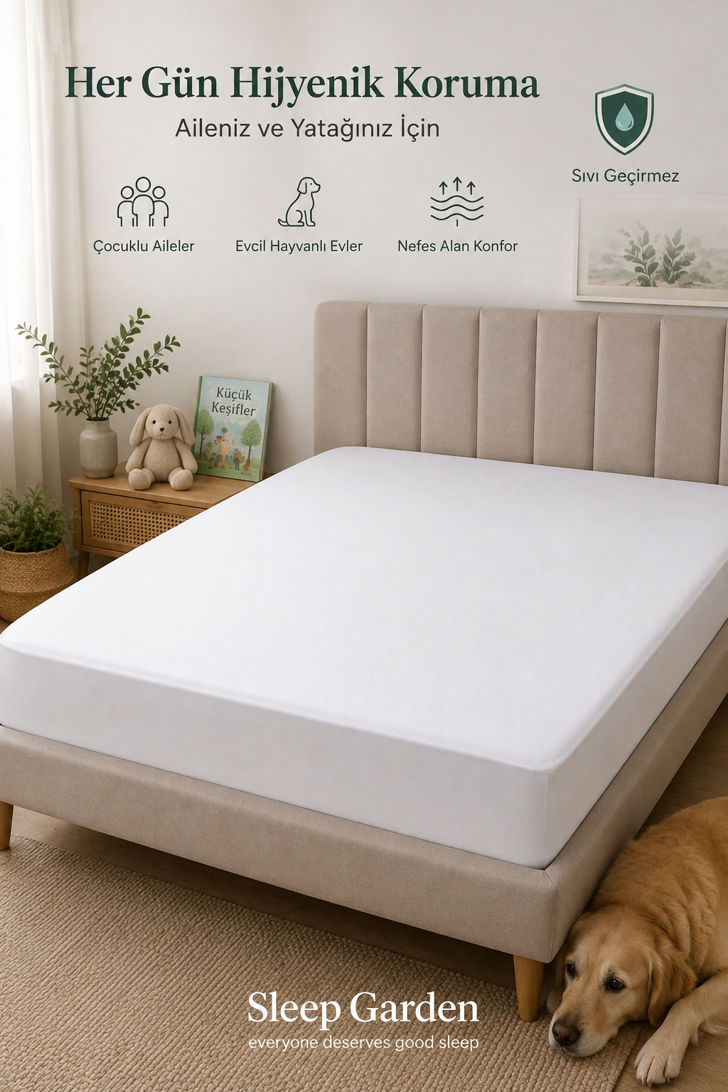 Sleep Garden Havlulu Yatak Alezi Fitted Sıvı Geçirmez Sleep Garden Pamuk Yatak Alezi Fitted Sıvı Geçirmez Çantalı Sleep Garden