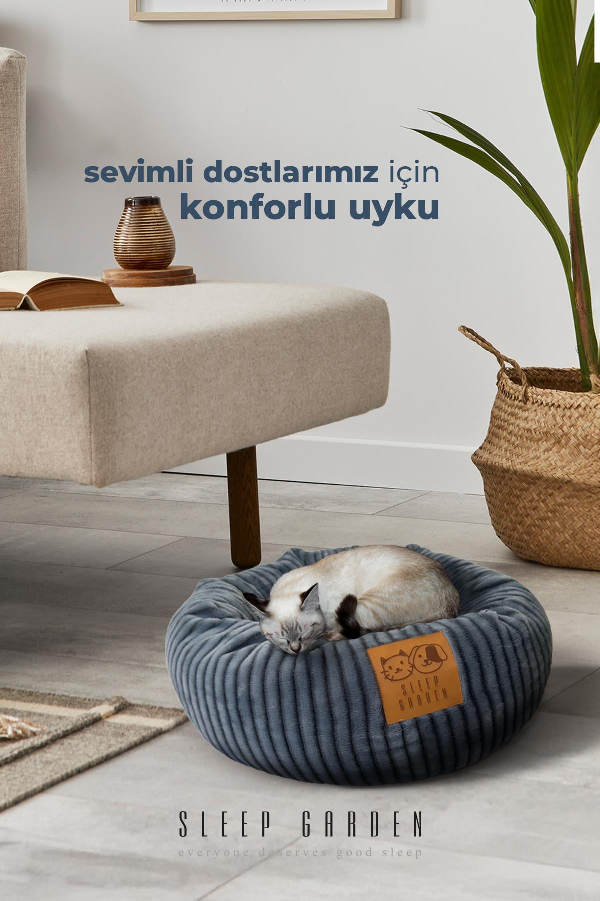 Sleep Garden Kedi Yatağı Yumuşacık Kaymaz Altlıklı Yıkanabilir Sleep Garden