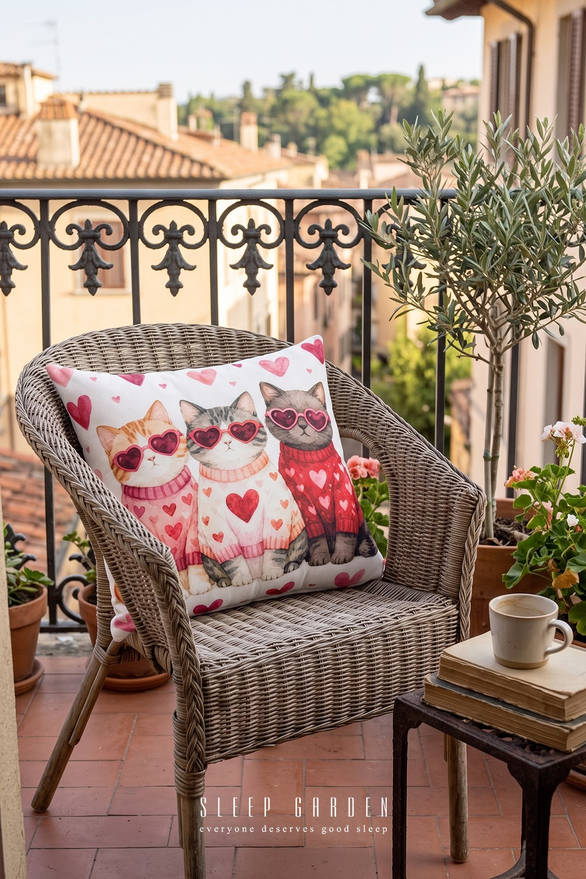 Sleep Garden Kedili Tasarım Dekoratif Kırlent Kılıfı | Modern Ev Dekoru 43x43Sleep Garden