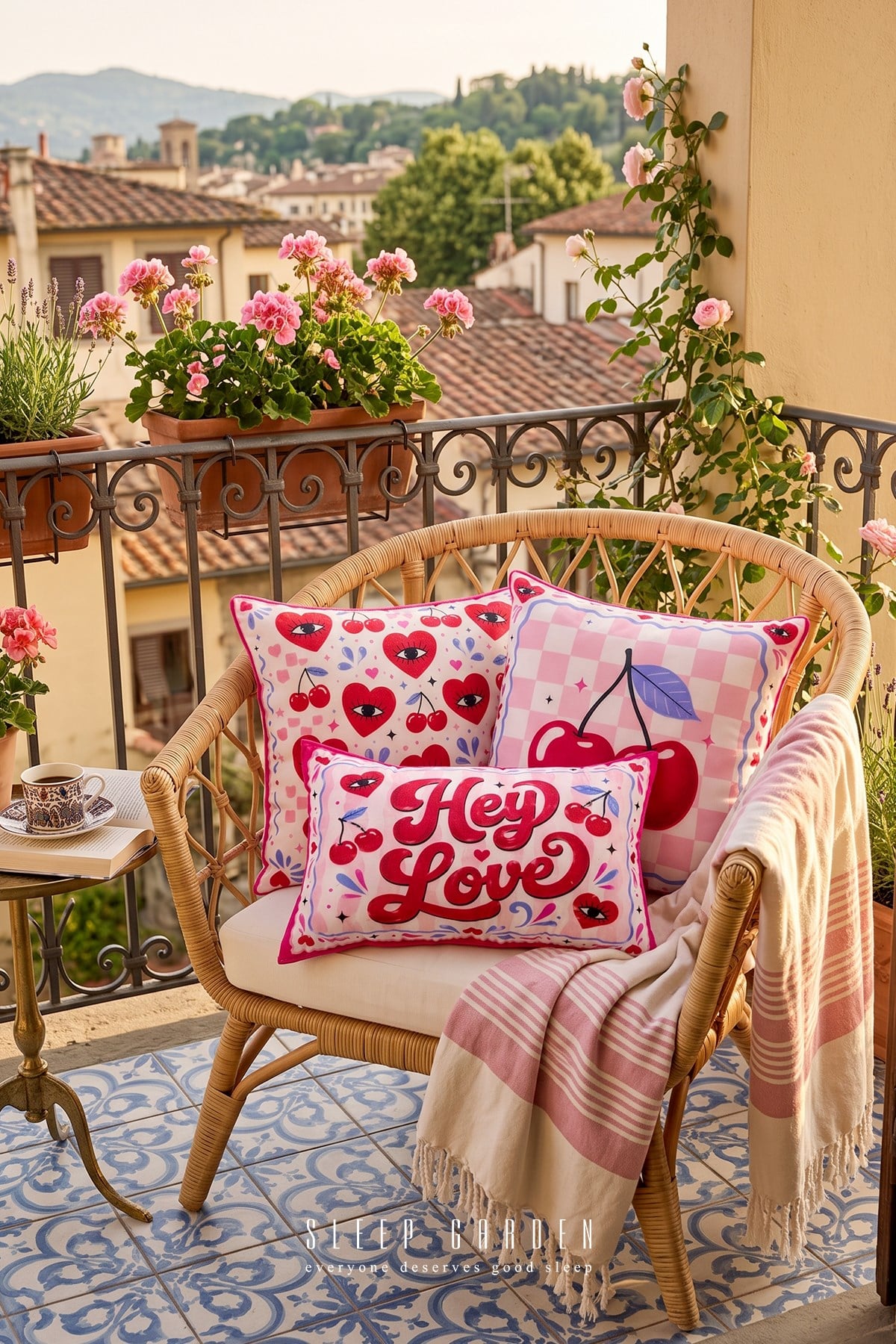 Sleep Garden Kiraz&Kalp Tasarım Dekoratif Kırlent Kılıfı | Modern Ev Dekoru Set 3'lüSleep Garden