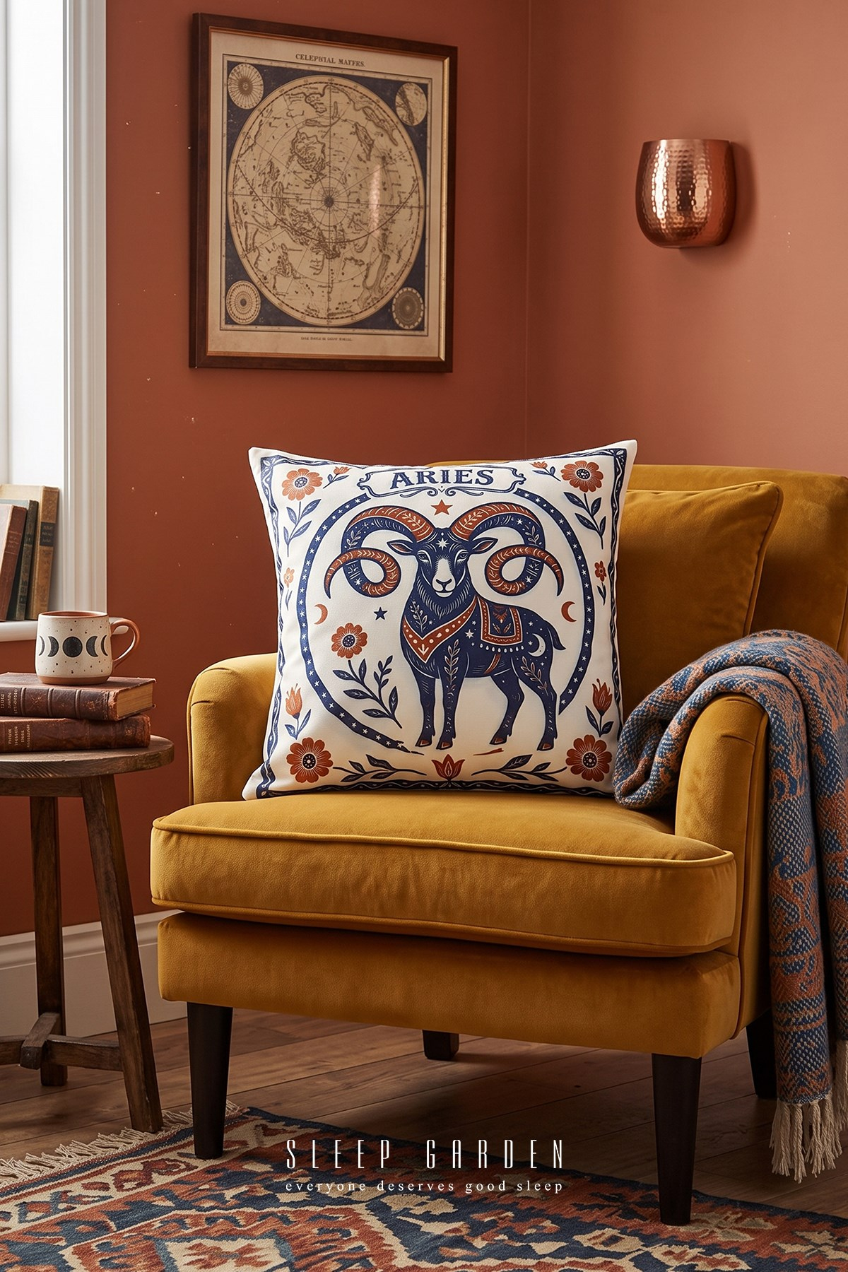 Sleep Garden Koç/Aries Pisces Burç Tasarım Modern Dekoratif Kırlent Kılıfı 43x43Sleep Garden