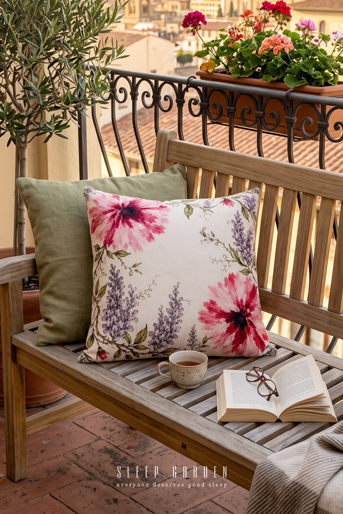 Sleep Garden Lavanta Tasarım Dekoratif Kırlent Kılıfı | Modern Ev Dekoru 43x43Sleep Garden