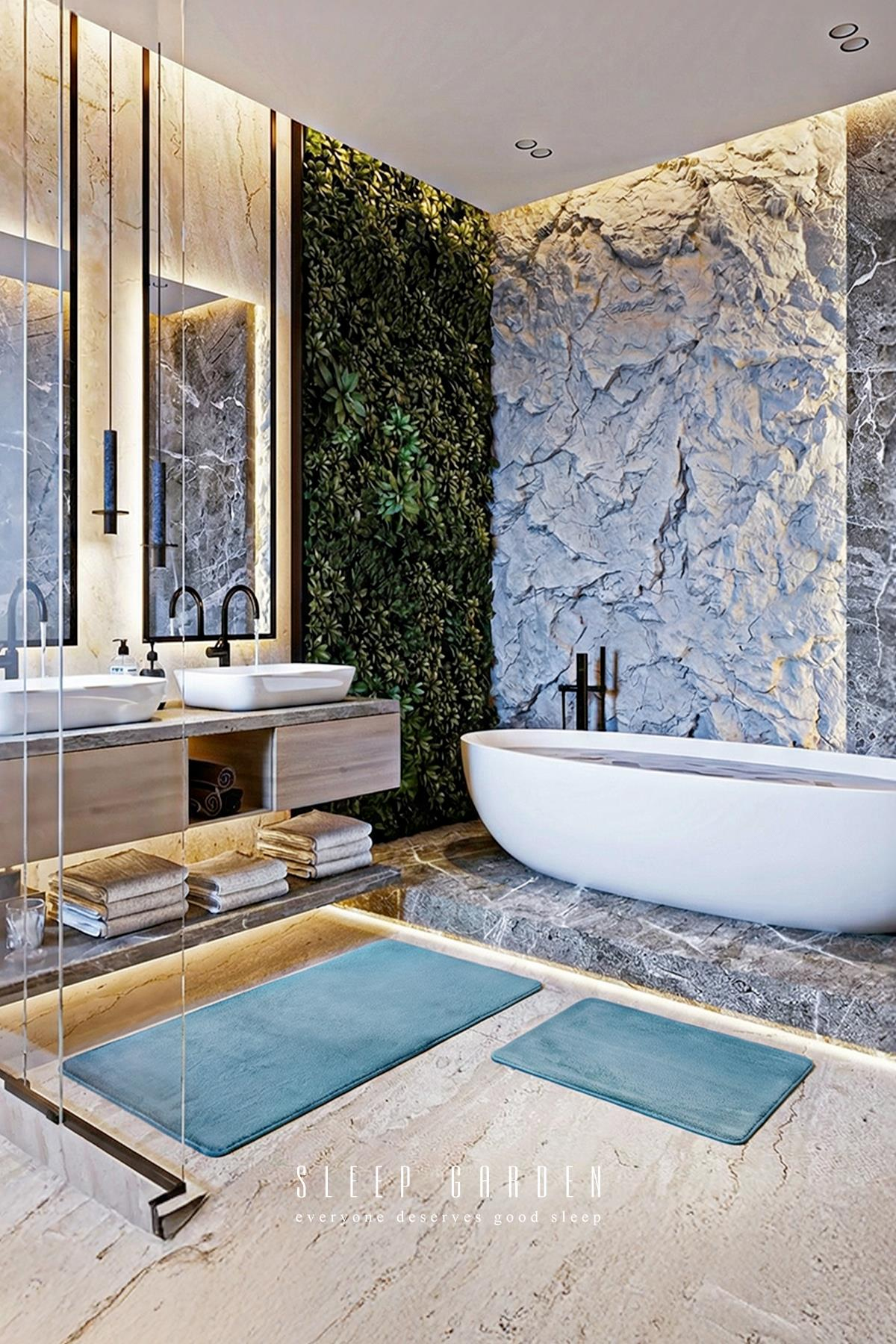 Sleep Garden Luniva Banyo Paspas Seti Kaydırmaz 60x100 cm + 40x60 cm MaviSleep Garden Luniva Banyo Paspas Seti Kaydırmaz 60x100 cm + 40x60 cm MaviSleep Garden