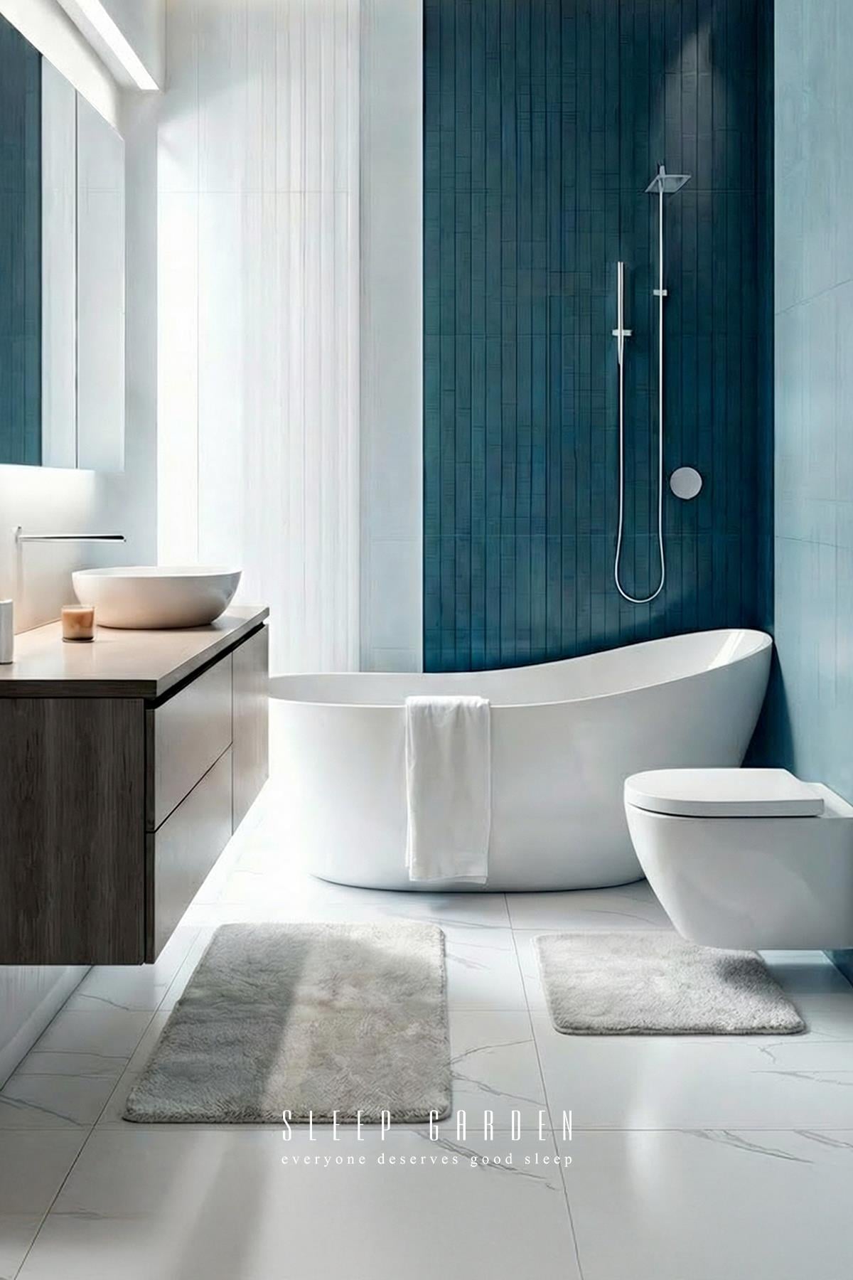 Sleep Garden Luniva Banyo Paspas Seti Kaydırmaz 60x100 cm + 40x60 cm Açık GriSleep Garden