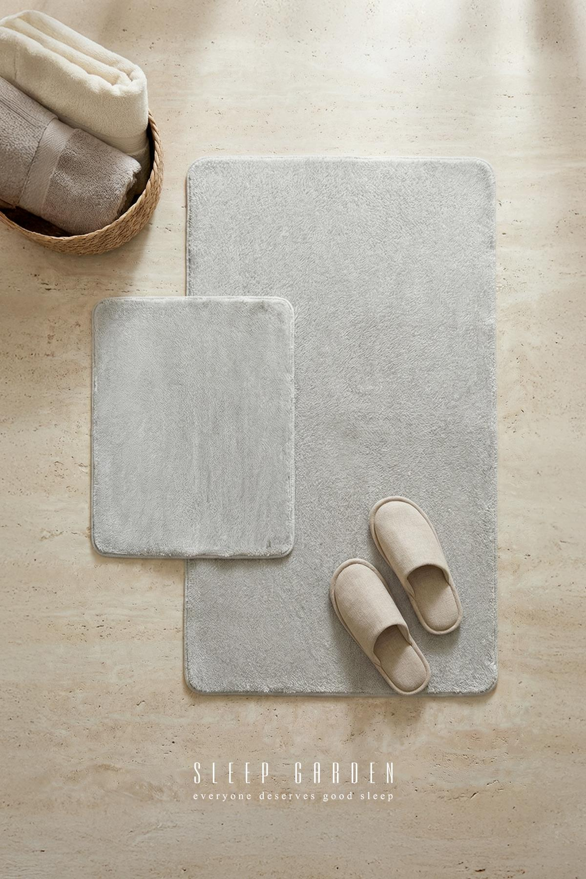 Sleep Garden Luniva Banyo Paspas Seti Kaydırmaz 60x100 cm + 40x60 cm Açık GriSleep Garden