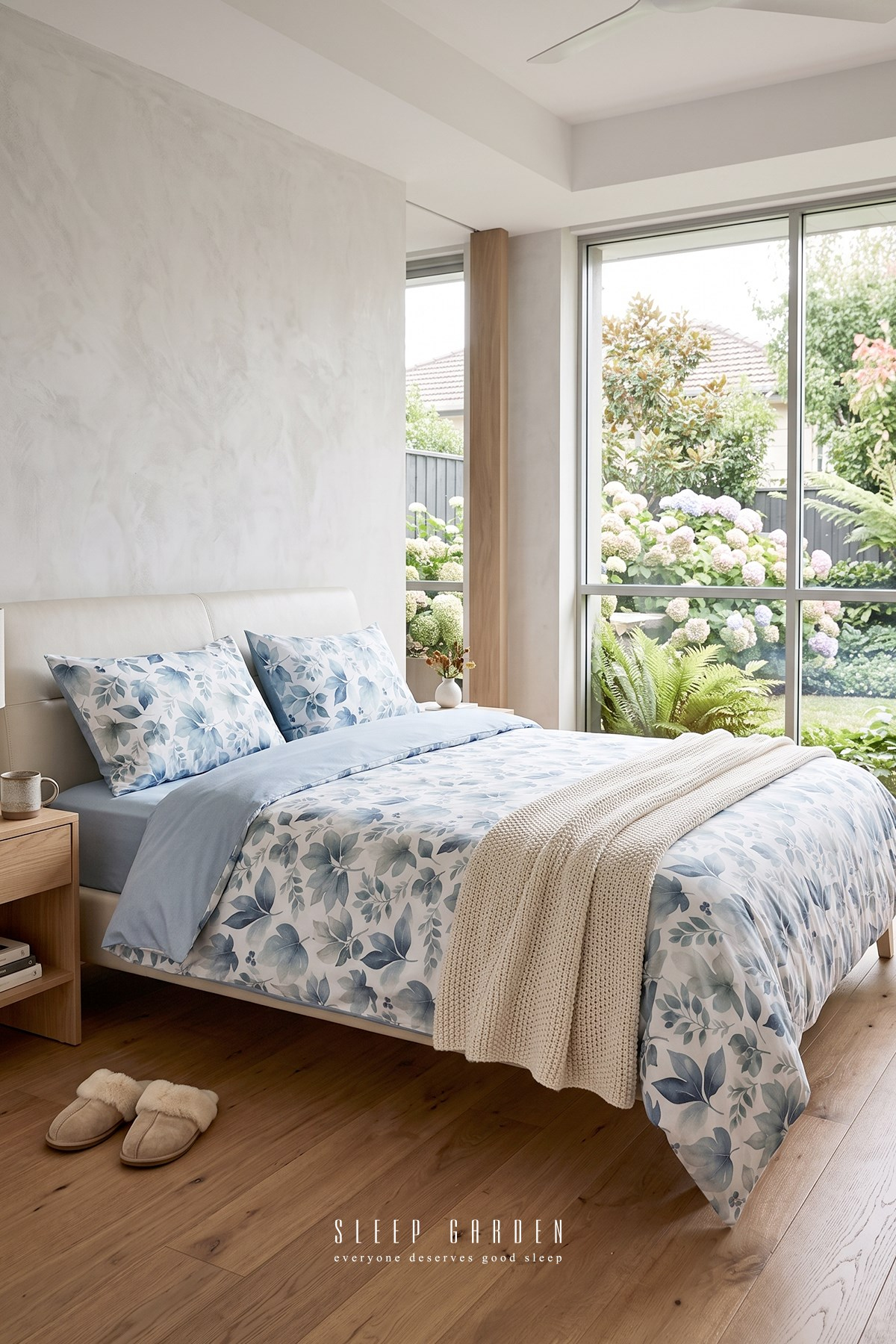 Sleep Garden Mavlira Yeşil Yaprak Desenli Pamuklu Nevresim TakımıSleep Garden