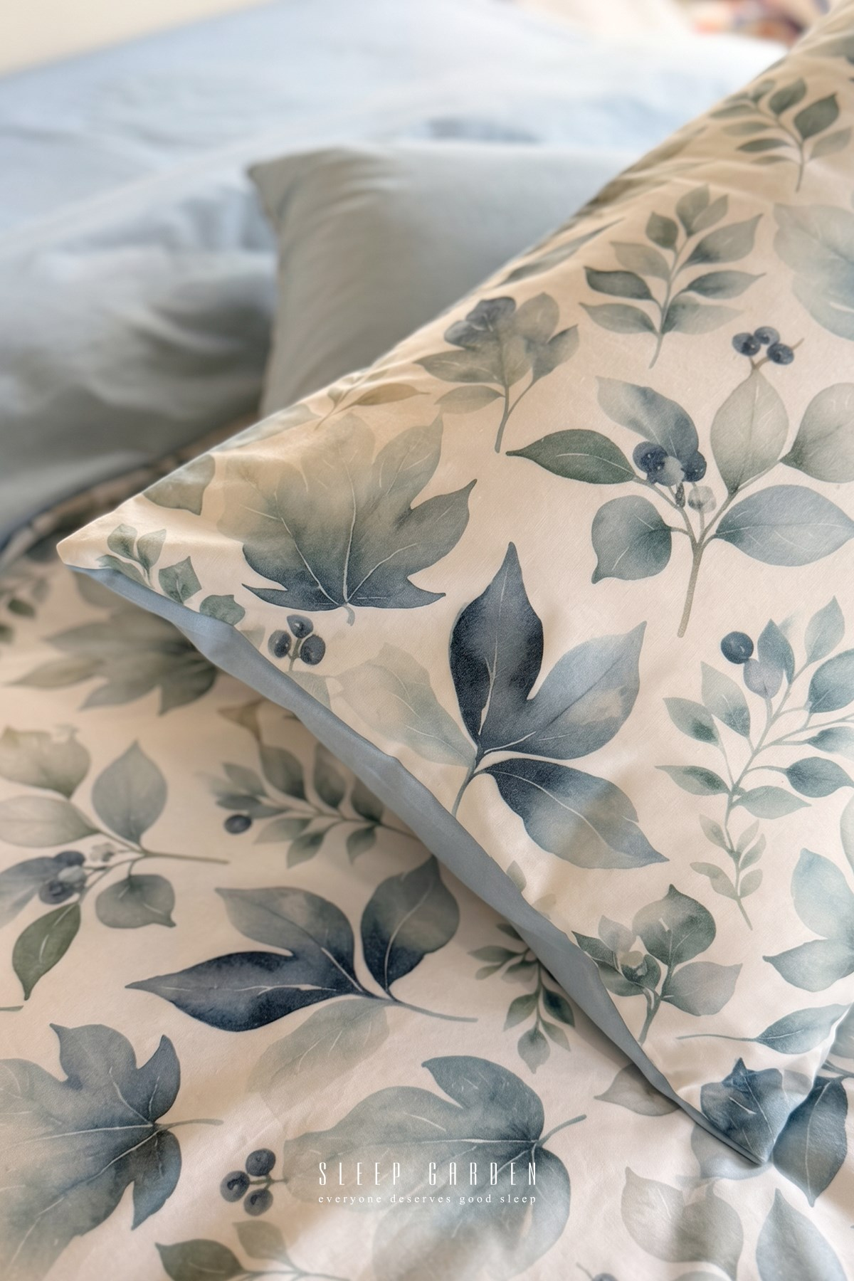 Sleep Garden Mavlira Yeşil Yaprak Desenli Pamuklu Nevresim TakımıSleep Garden