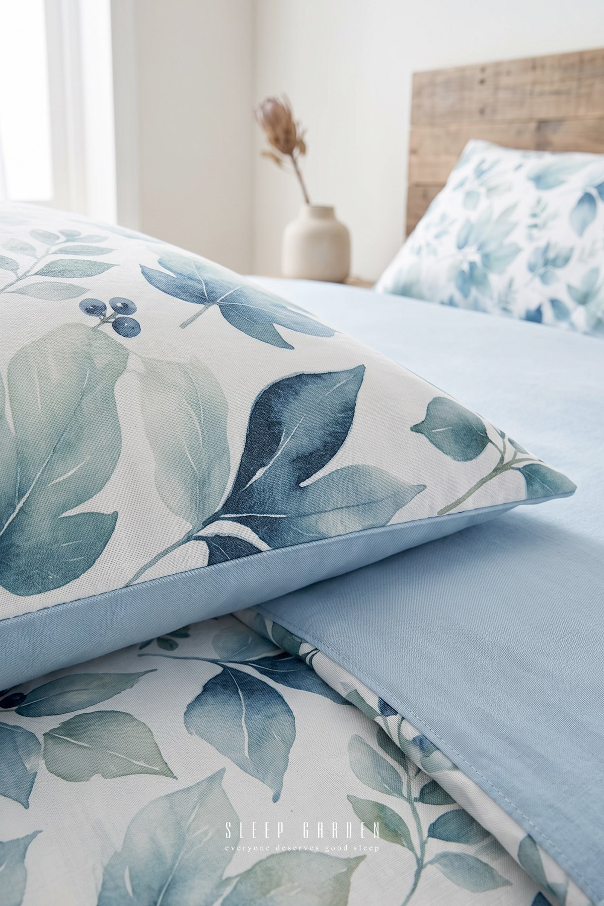 Sleep Garden Mavlira Yeşil Yaprak Desenli Pamuklu Nevresim TakımıSleep Garden