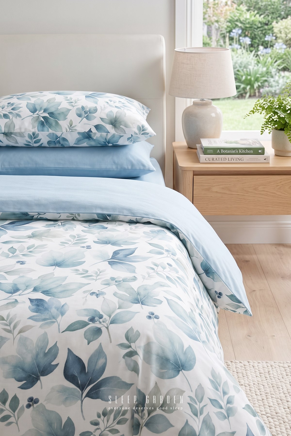 Sleep Garden Mavlira Yeşil Yaprak Desenli Pamuklu Nevresim TakımıSleep Garden