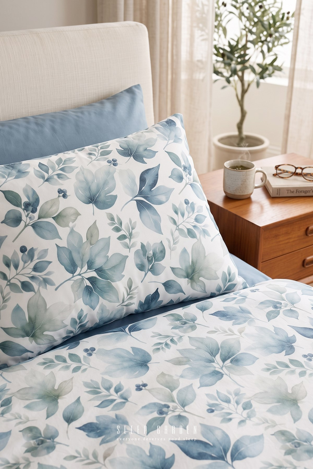 Sleep Garden Mavlira Yeşil Yaprak Desenli Pamuklu Nevresim TakımıSleep Garden