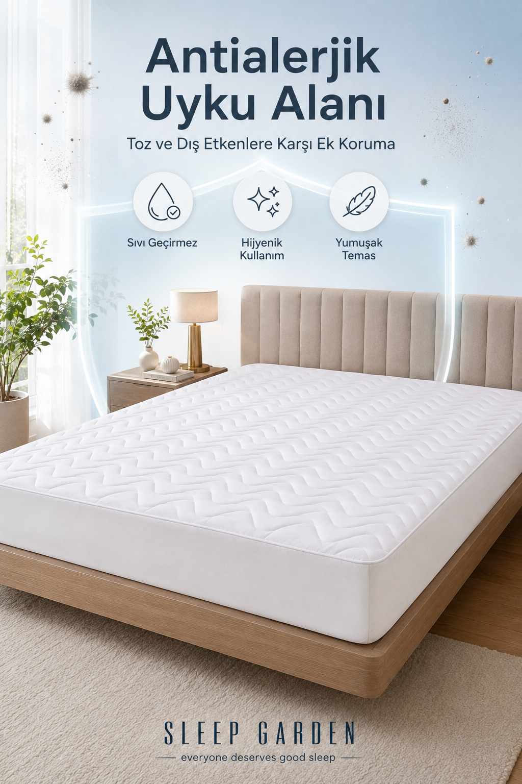 Sleep Garden Mikrofiber Antialerjik Kapitoneli Full Kenar Sıvı Geçirmez AlezSleep Garden Mikrofiber Antialerjik Kapitoneli Full Kenar Sıvı Geçirmez AlezSleep Garden