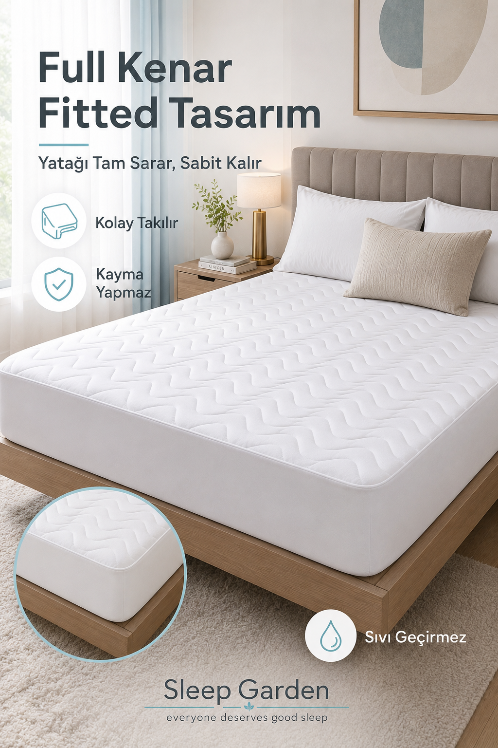 Sleep Garden Mikrofiber Antialerjik Kapitoneli Full Kenar Sıvı Geçirmez AlezSleep Garden Mikrofiber Antialerjik Kapitoneli Full Kenar Sıvı Geçirmez AlezSleep Garden
