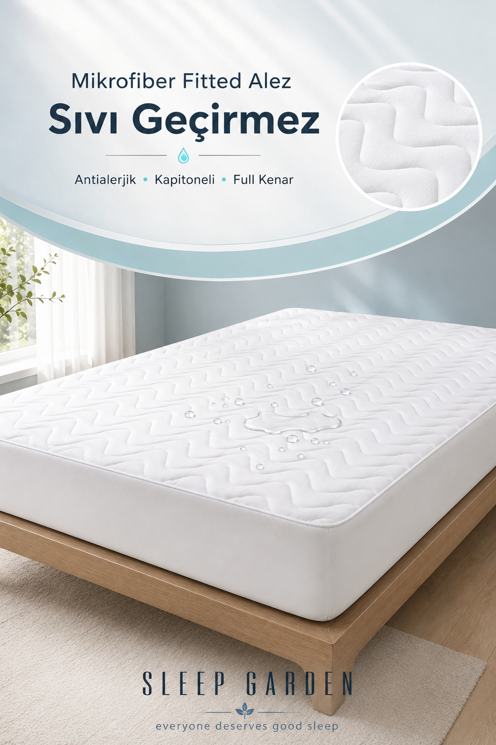 Sleep Garden Mikrofiber Antialerjik Kapitoneli Full Kenar Sıvı Geçirmez AlezSleep Garden Mikrofiber Antialerjik Kapitoneli Full Kenar Sıvı Geçirmez AlezSleep Garden