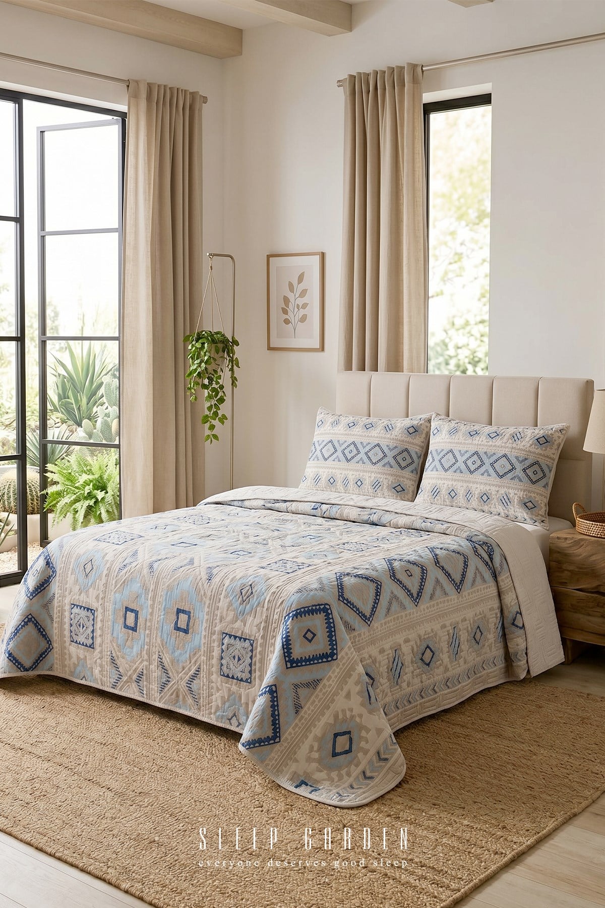 Sleep Garden Novaline Kapitoneli Modern Etnik Desen Yatak Örtüsü Seti Sleep Garden Novaline Kapitoneli Modern Etnik Desen Yatak Örtüsü Seti Sleep Garden