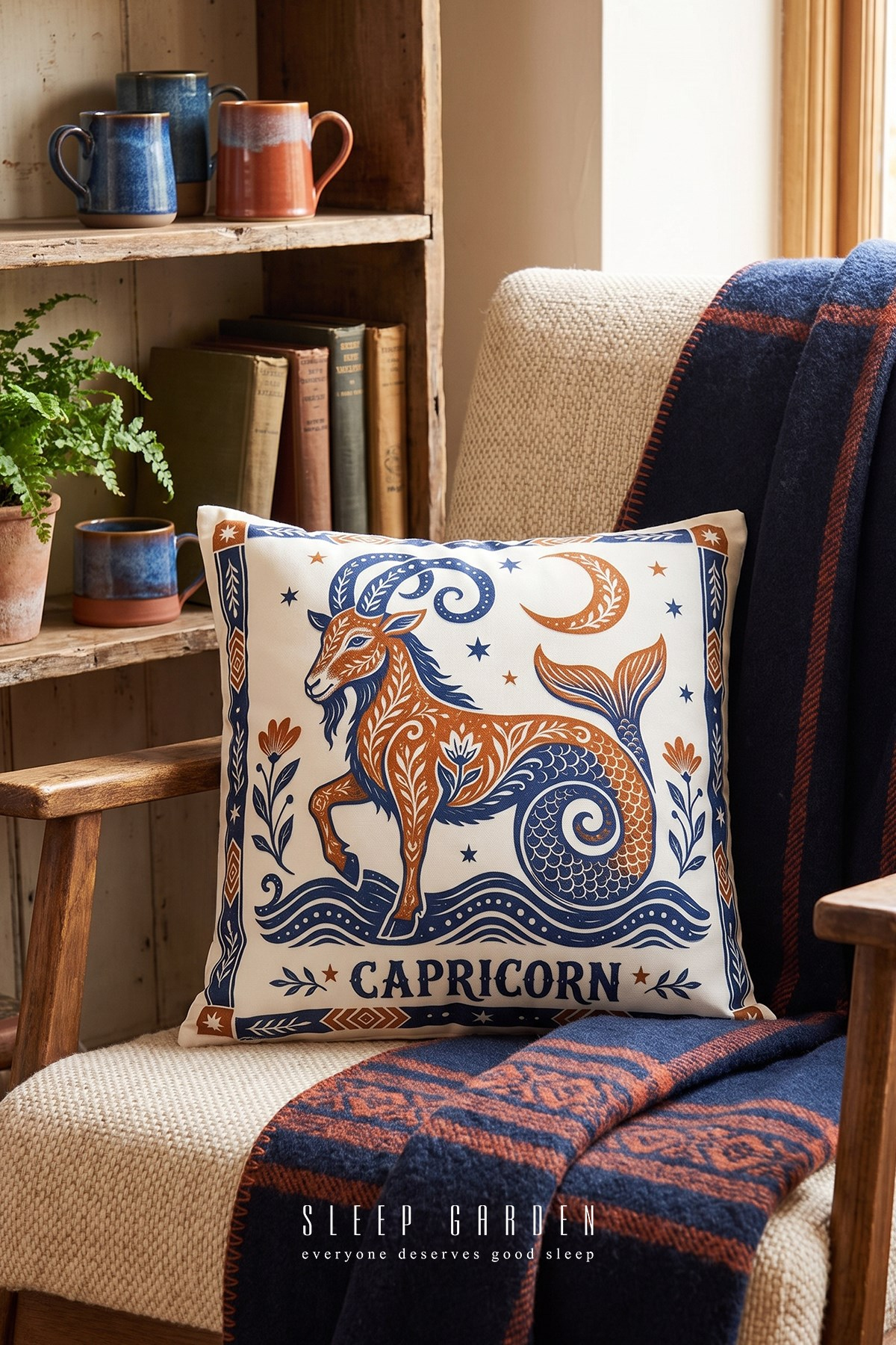 Sleep Garden Oğlak/Capricorn Burç Tasarım Modern Dekoratif Kırlent Kılıfı 43x43Sleep Garden
