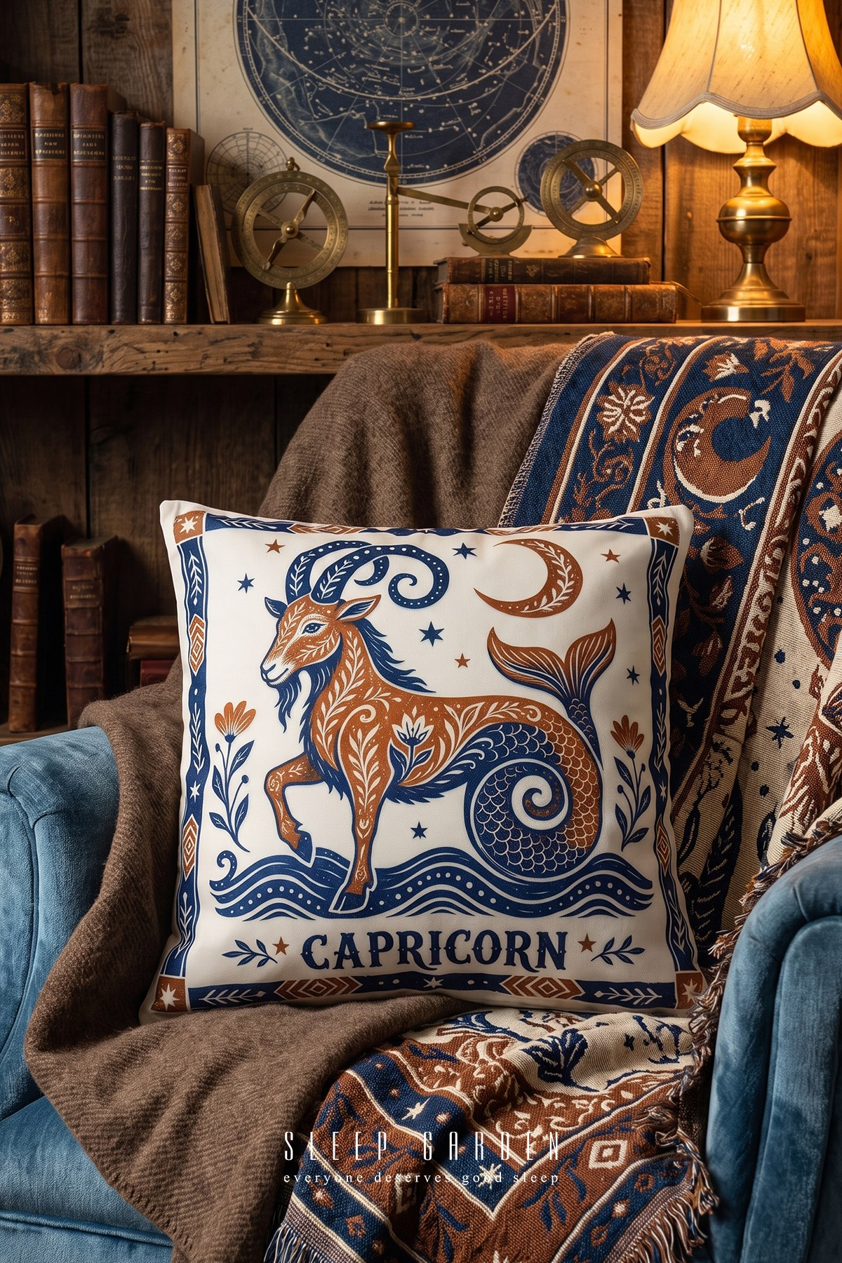 Sleep Garden Oğlak/Capricorn Burç Tasarım Modern Dekoratif Kırlent Kılıfı 43x43Sleep Garden