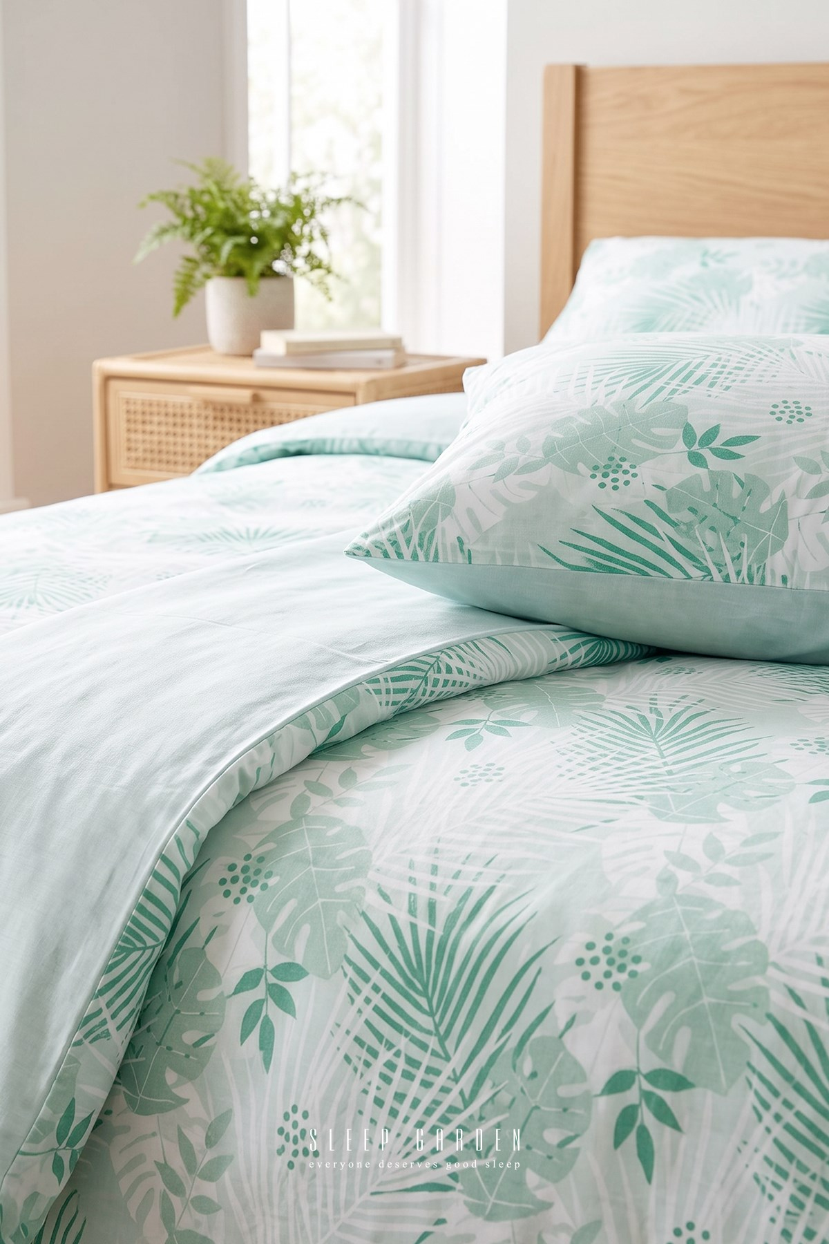 Sleep Garden Palvena Yeşil Yaprak Desenli Pamuklu Nevresim TakımıSleep Garden