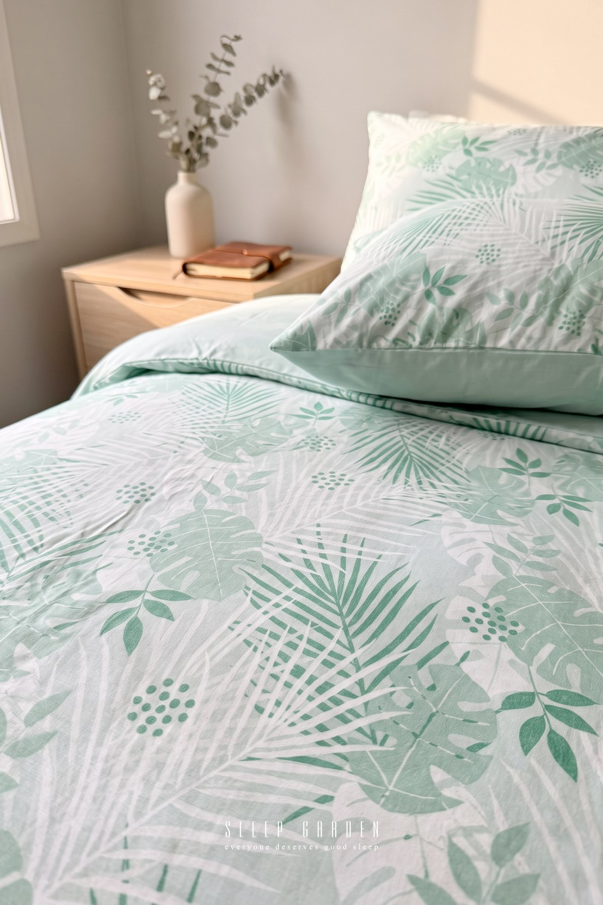 Sleep Garden Palvena Yeşil Yaprak Desenli Pamuklu Nevresim TakımıSleep Garden