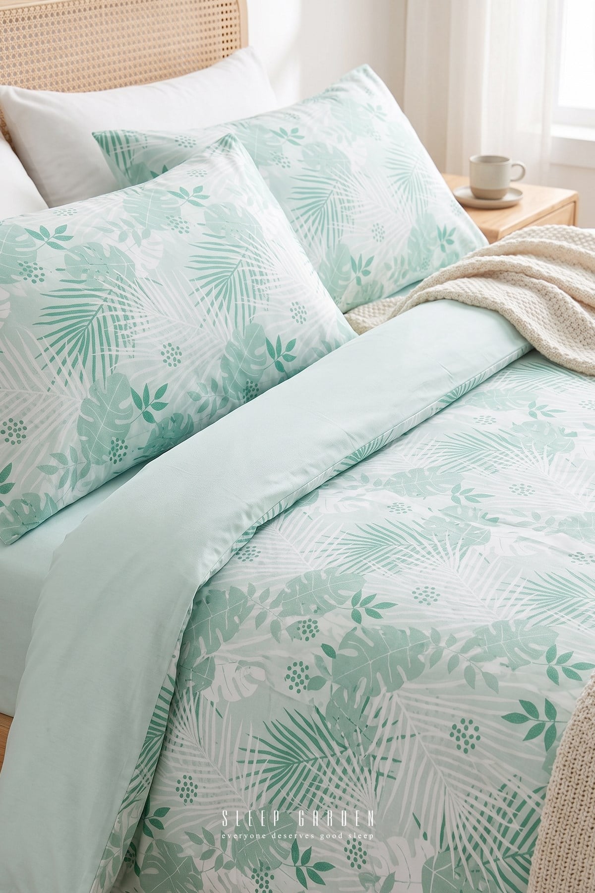 Sleep Garden Palvena Yeşil Yaprak Desenli Pamuklu Nevresim TakımıSleep Garden