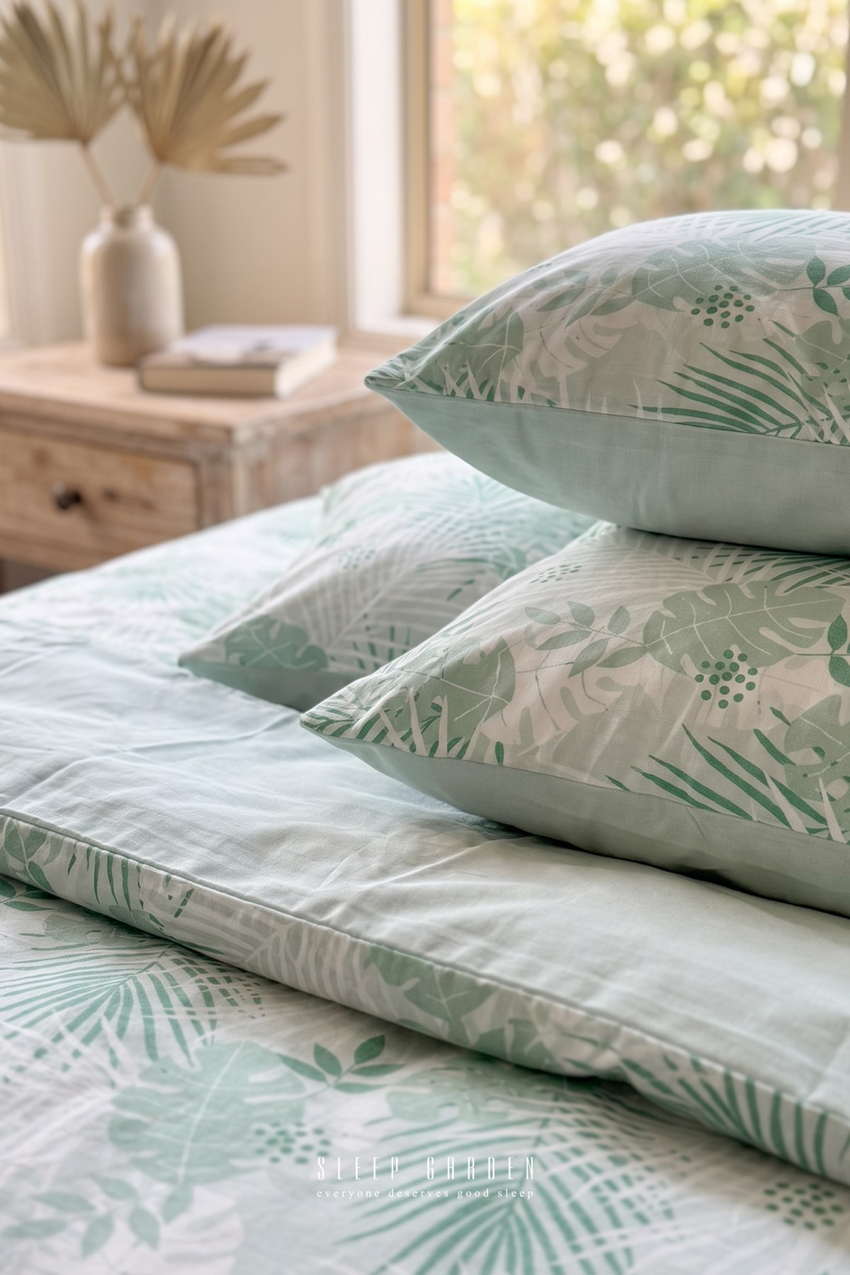 Sleep Garden Palvena Yeşil Yaprak Desenli Pamuklu Nevresim TakımıSleep Garden