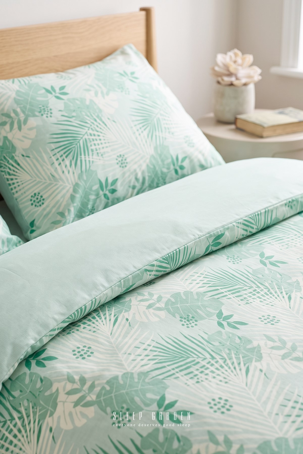Sleep Garden Palvena Yeşil Yaprak Desenli Pamuklu Nevresim TakımıSleep Garden