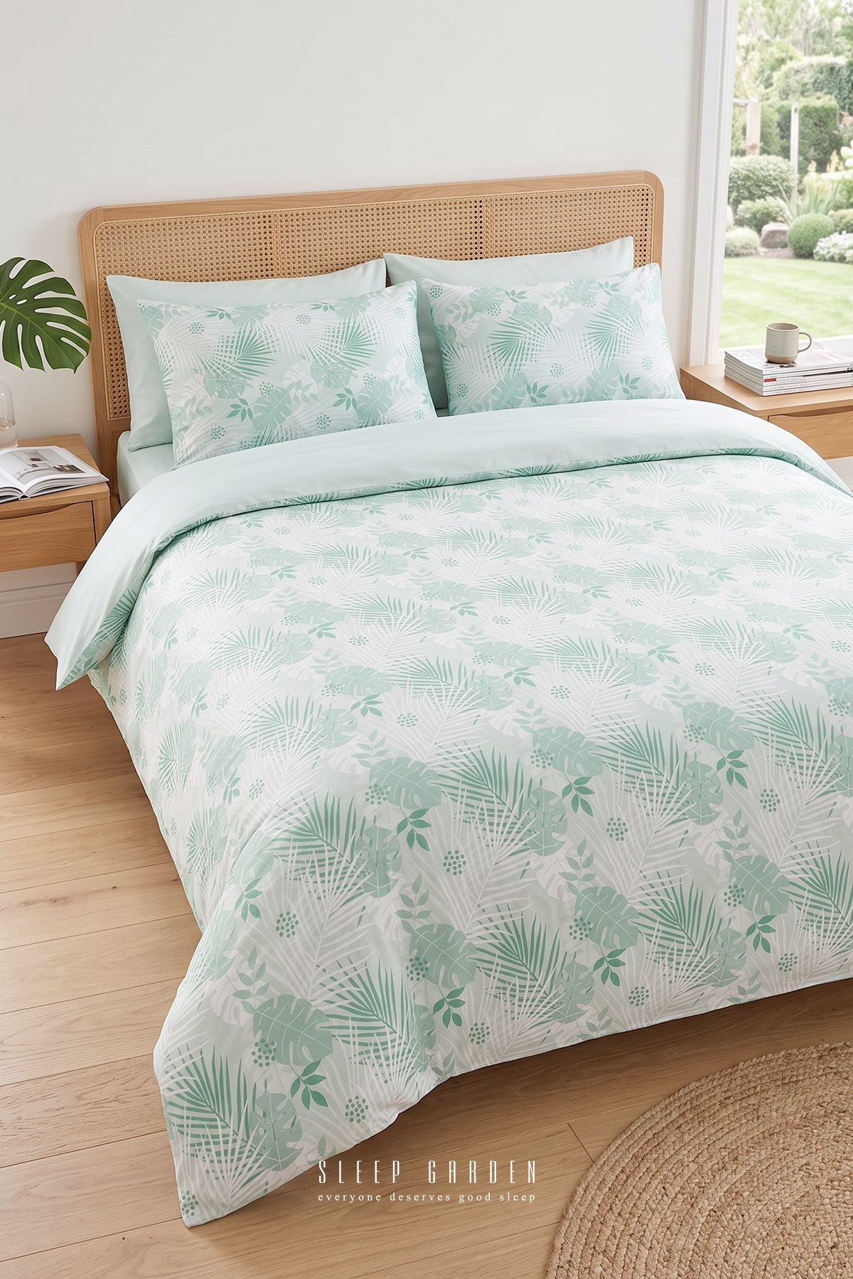 Sleep Garden Palvena Yeşil Yaprak Desenli Pamuklu Nevresim TakımıSleep Garden