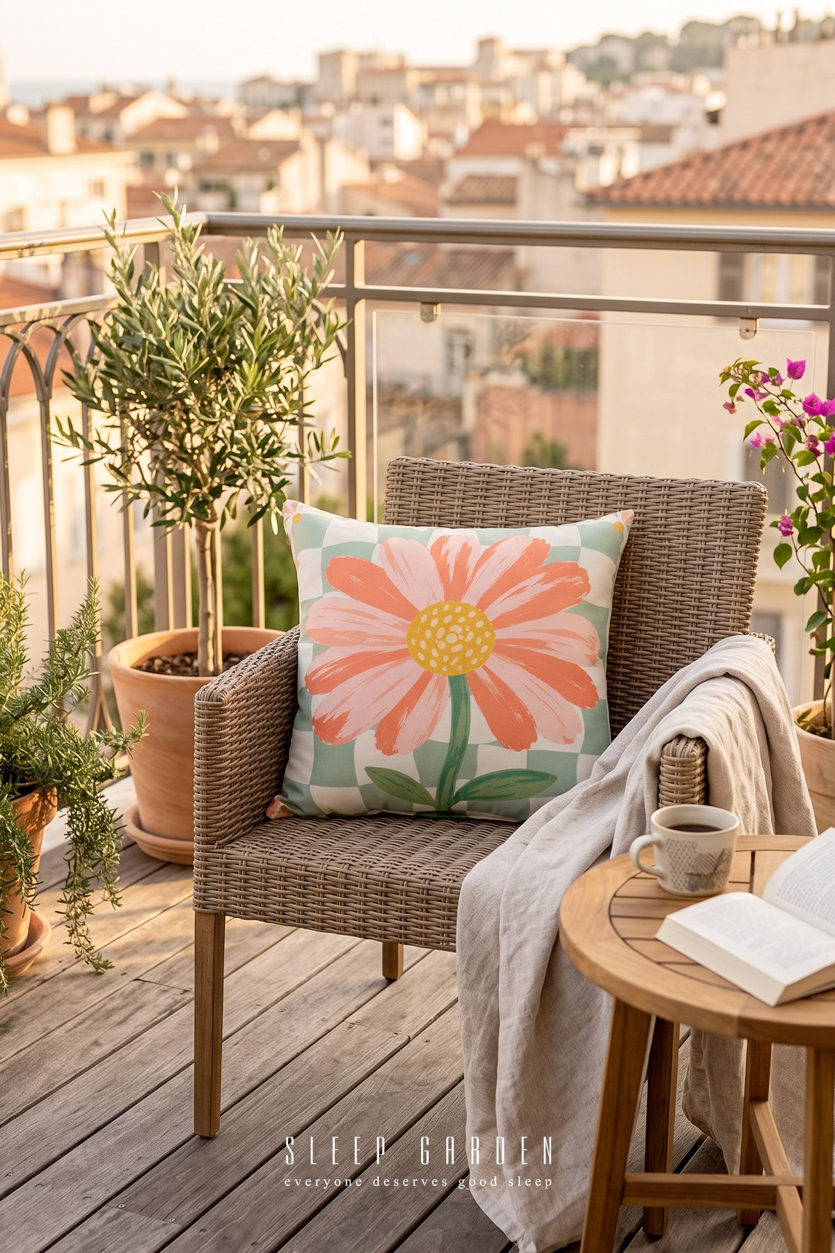 Sleep Garden Papatya Tasarım Dekoratif Kırlent Kılıfı | Modern Ev Dekoru 43x43Sleep Garden