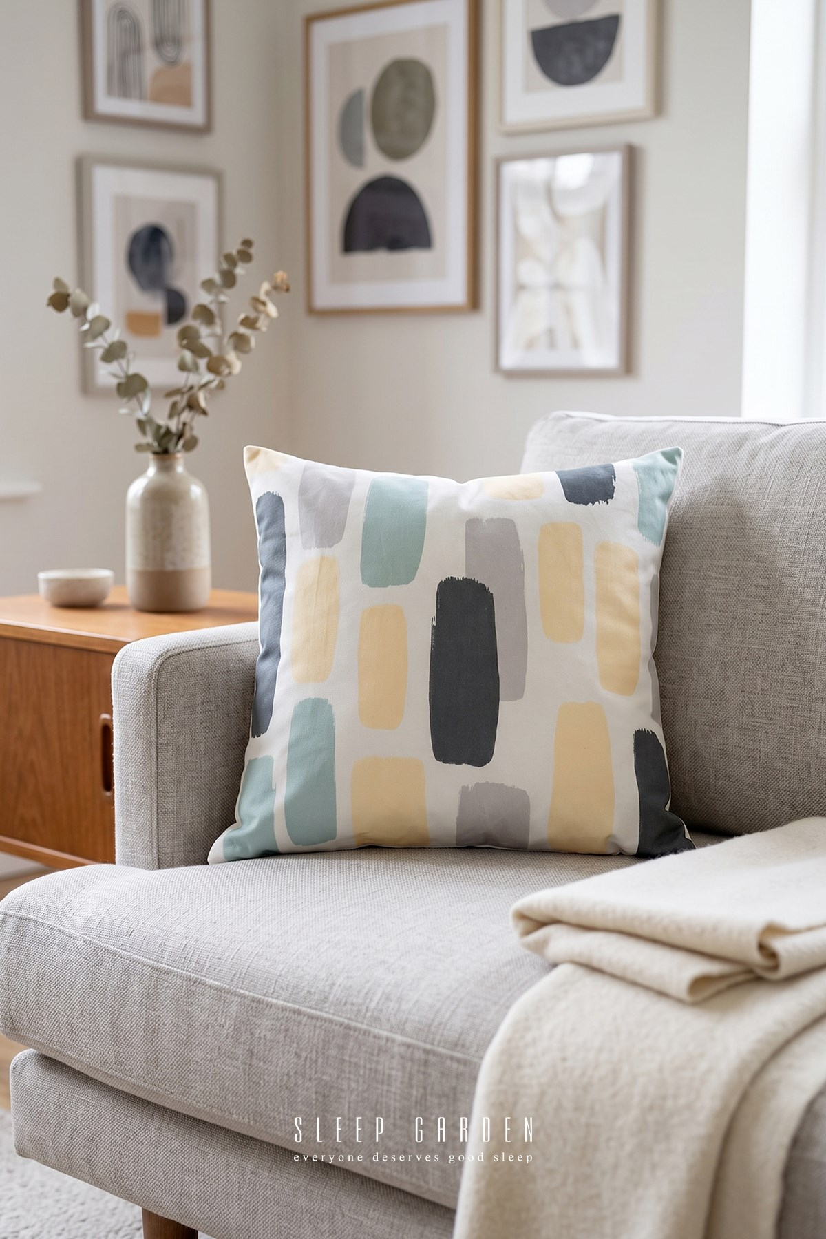 Sleep Garden Pastel Tasarım Dekoratif Kırlent Kılıfı | Modern Ev Dekoru 43x43Sleep Garden