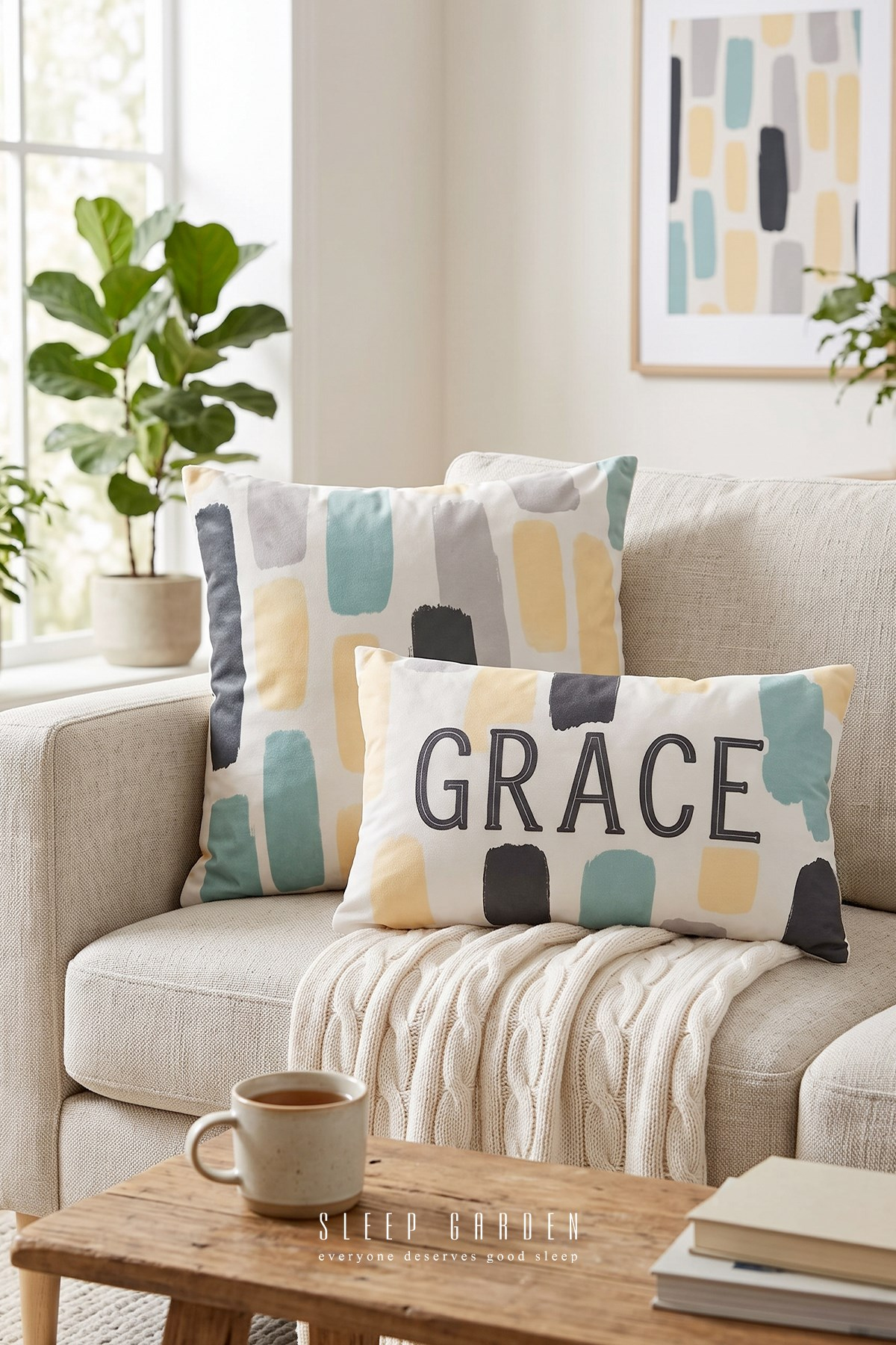 Sleep Garden Pastel Tasarım Dekoratif Kırlent Kılıfı | Modern Ev Dekoru 2'li SetSleep Garden