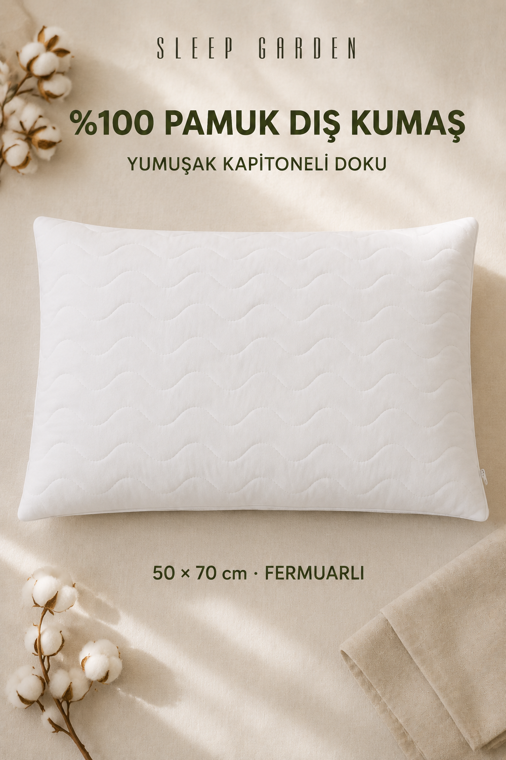 Sleep Garden Ranforce %100 Pamuk Kapitoneli Sıvı Geçirmez Yastık Alezi 50x70 2 AdetSleep Garden