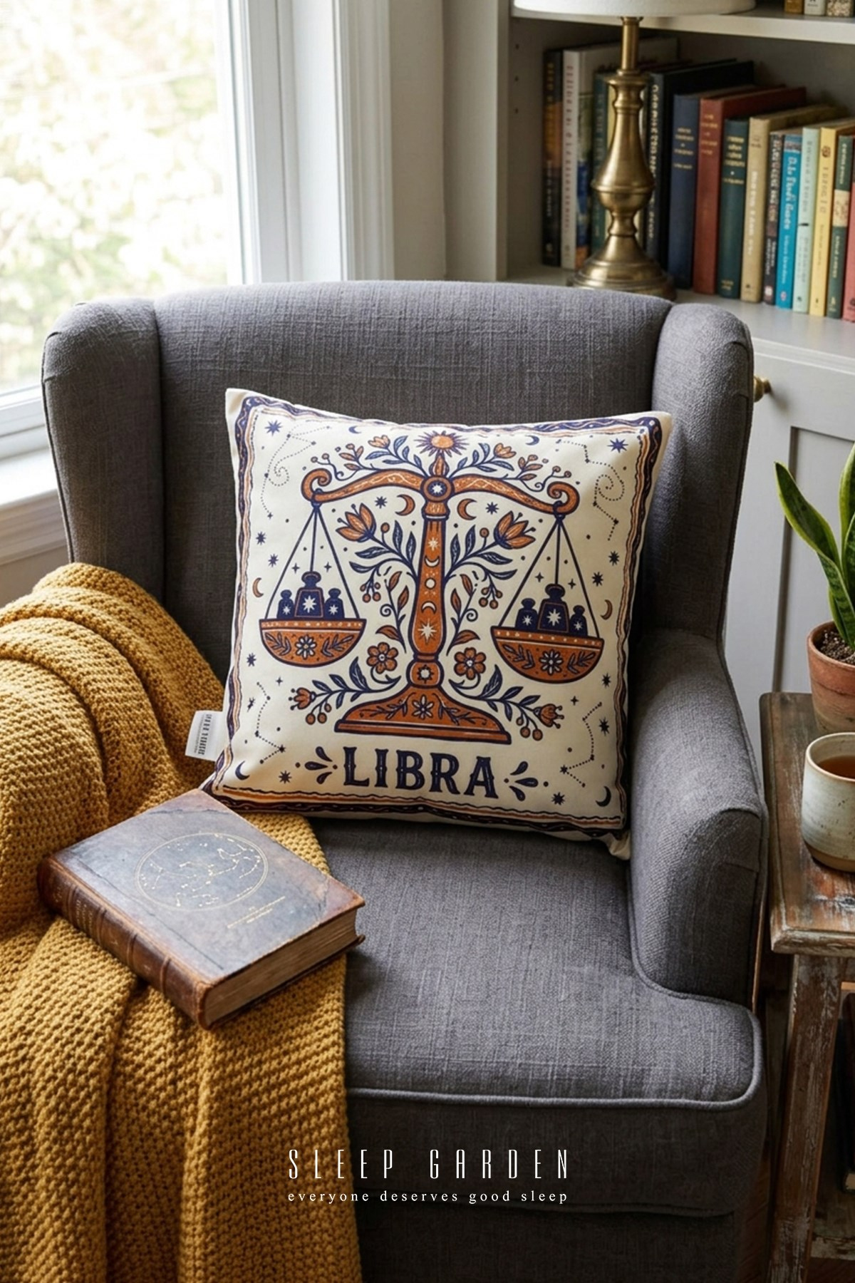 Sleep Garden Terazi/Libra Burç Tasarım Modern Dekoratif Kırlent Kılıfı 43x43Sleep Garden