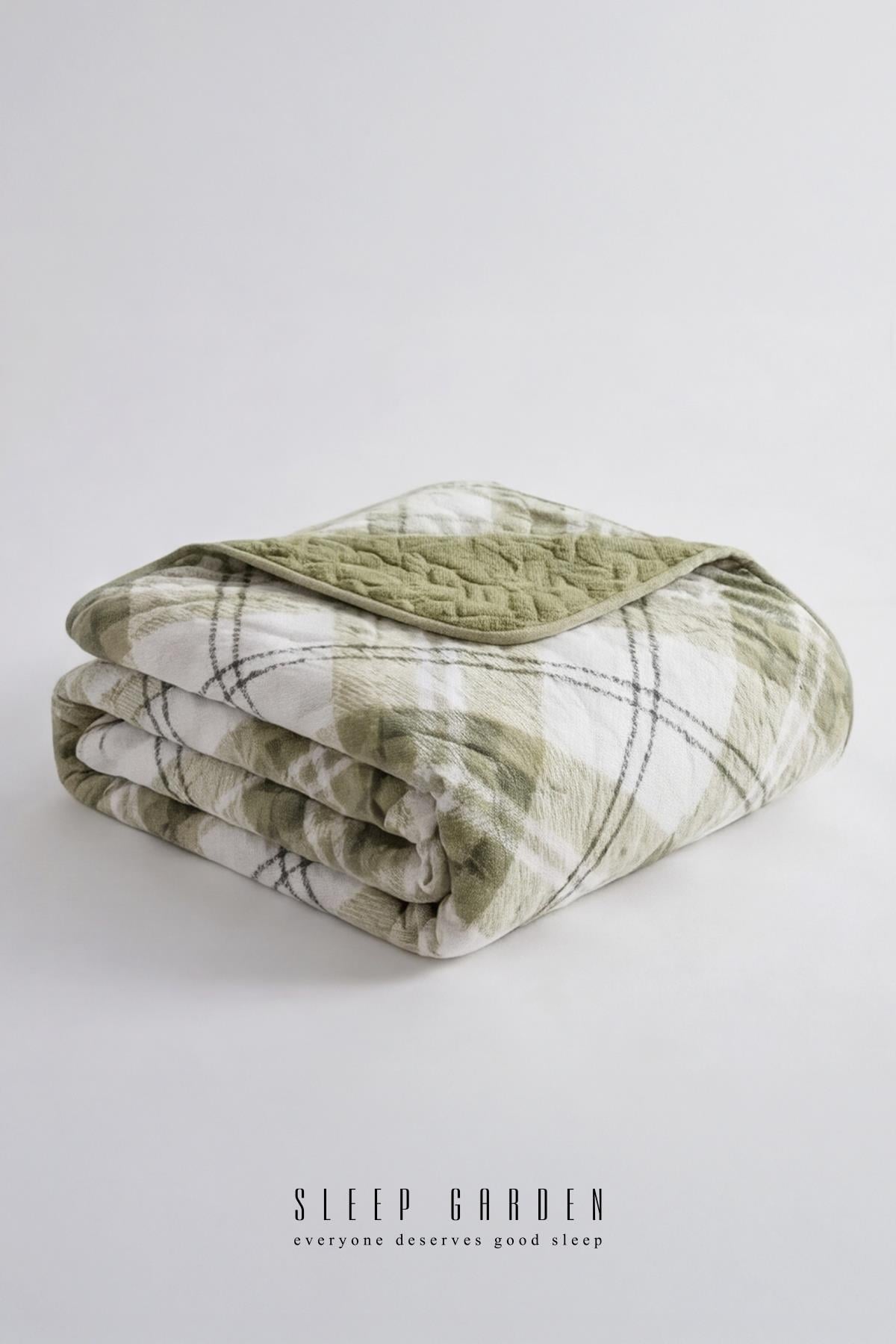 Sleep Garden Yatak Örtüsü/Battaniye Yeşil Çizgili Peluş Çift Taraflı Sleep Garden Yatak Örtüsü/Battaniye Yeşil Çizgili Peluş Çift TaraflıSleep Garden
